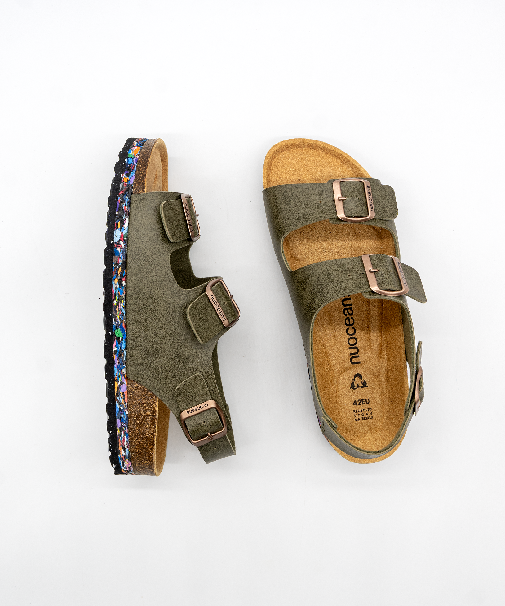 Nuoceans men vegan Sandals Mossy Khaki