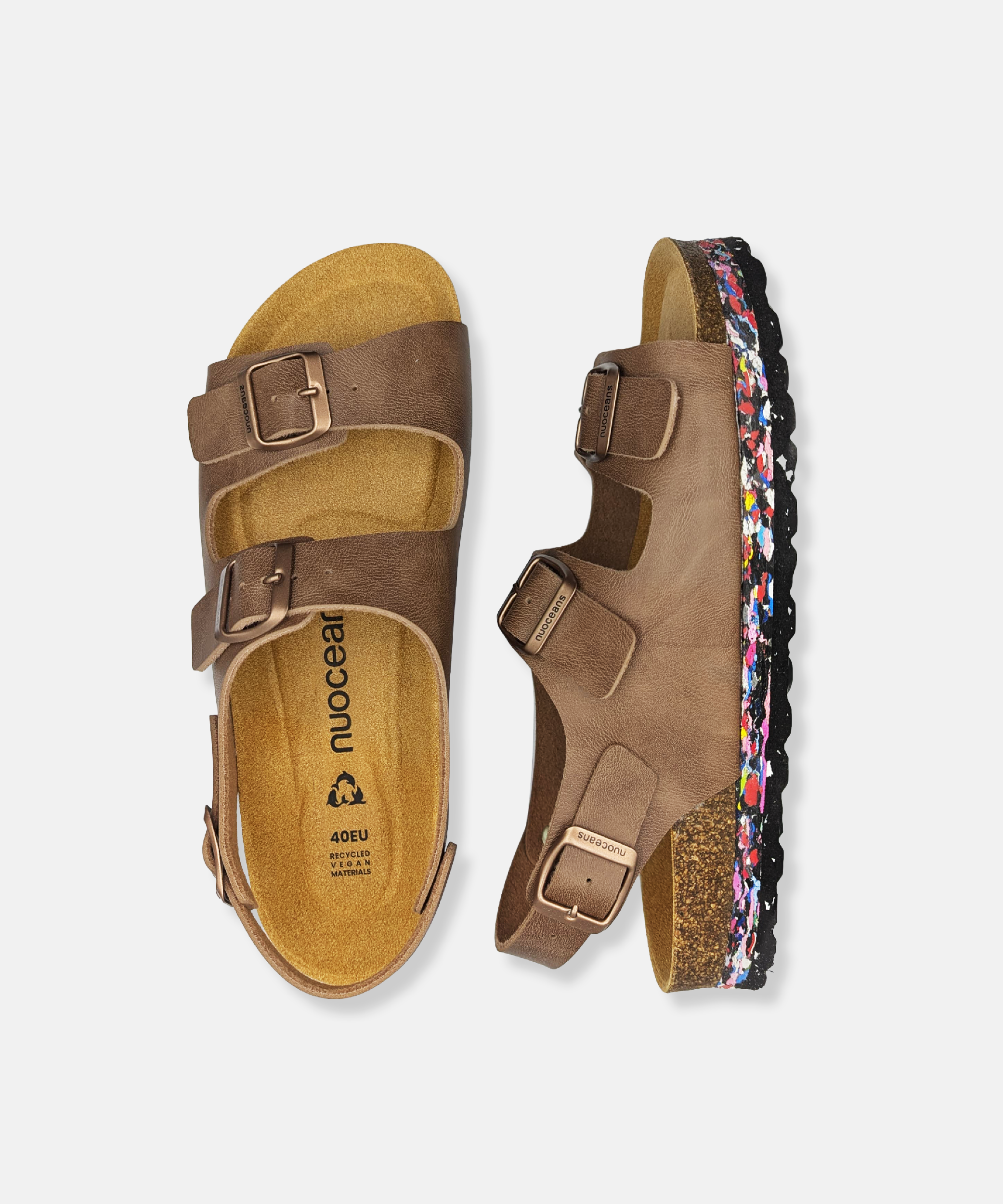 Nuoceans men vegan Sandals Hazel Brown