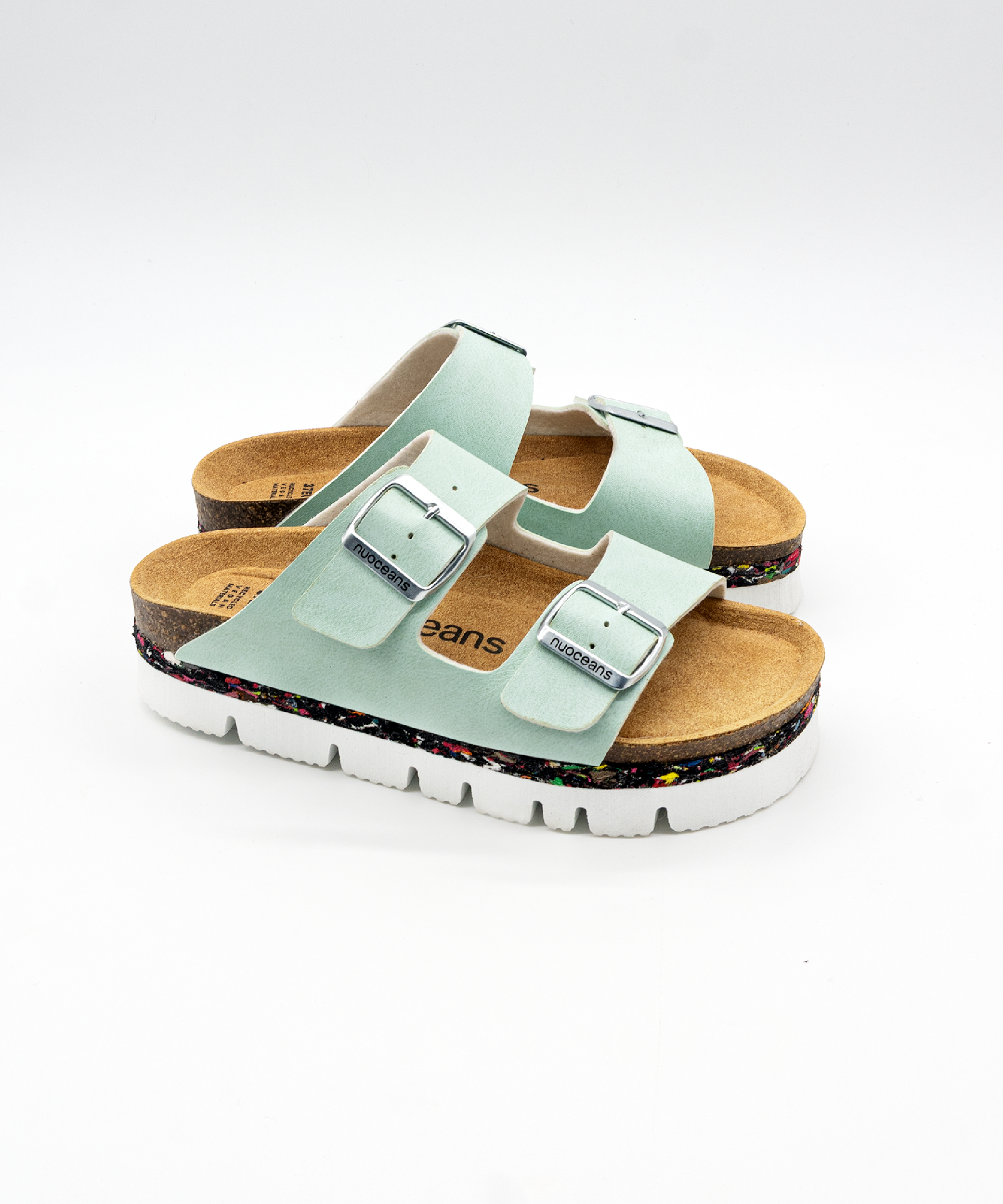 Nuoceans womens vegan Sandals Bubbles Aqua Blue