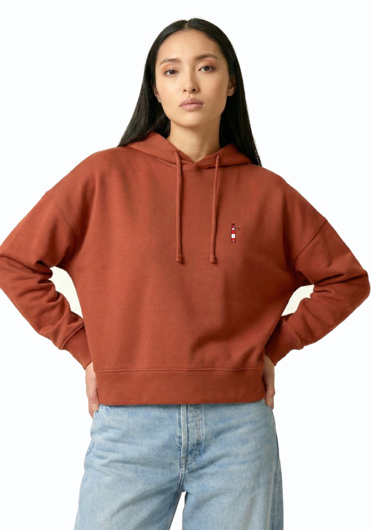 Hafendieb womens vegan Hoodie Women Lighthouse Light Brown