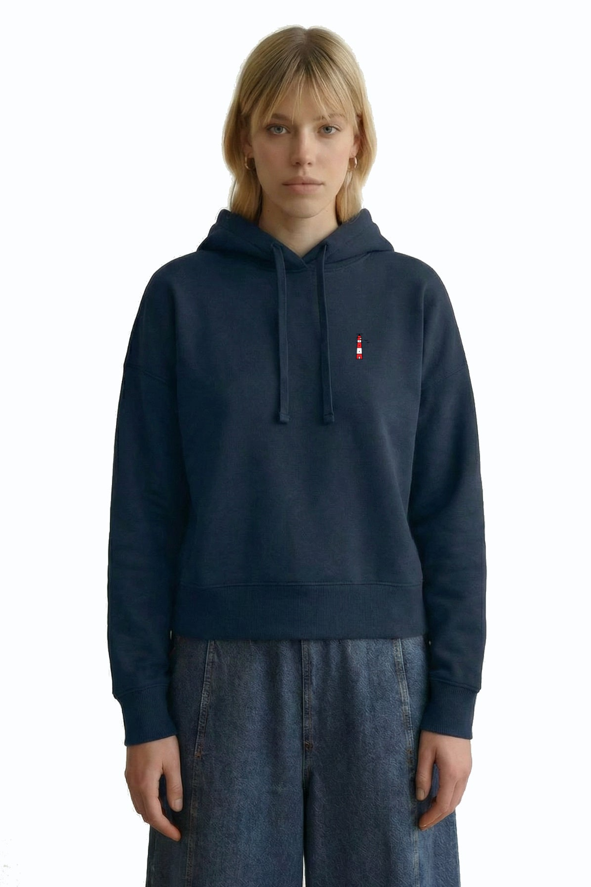 HAFENDIEB Damen vegan Hoodie Damen Leuchtturm Navy