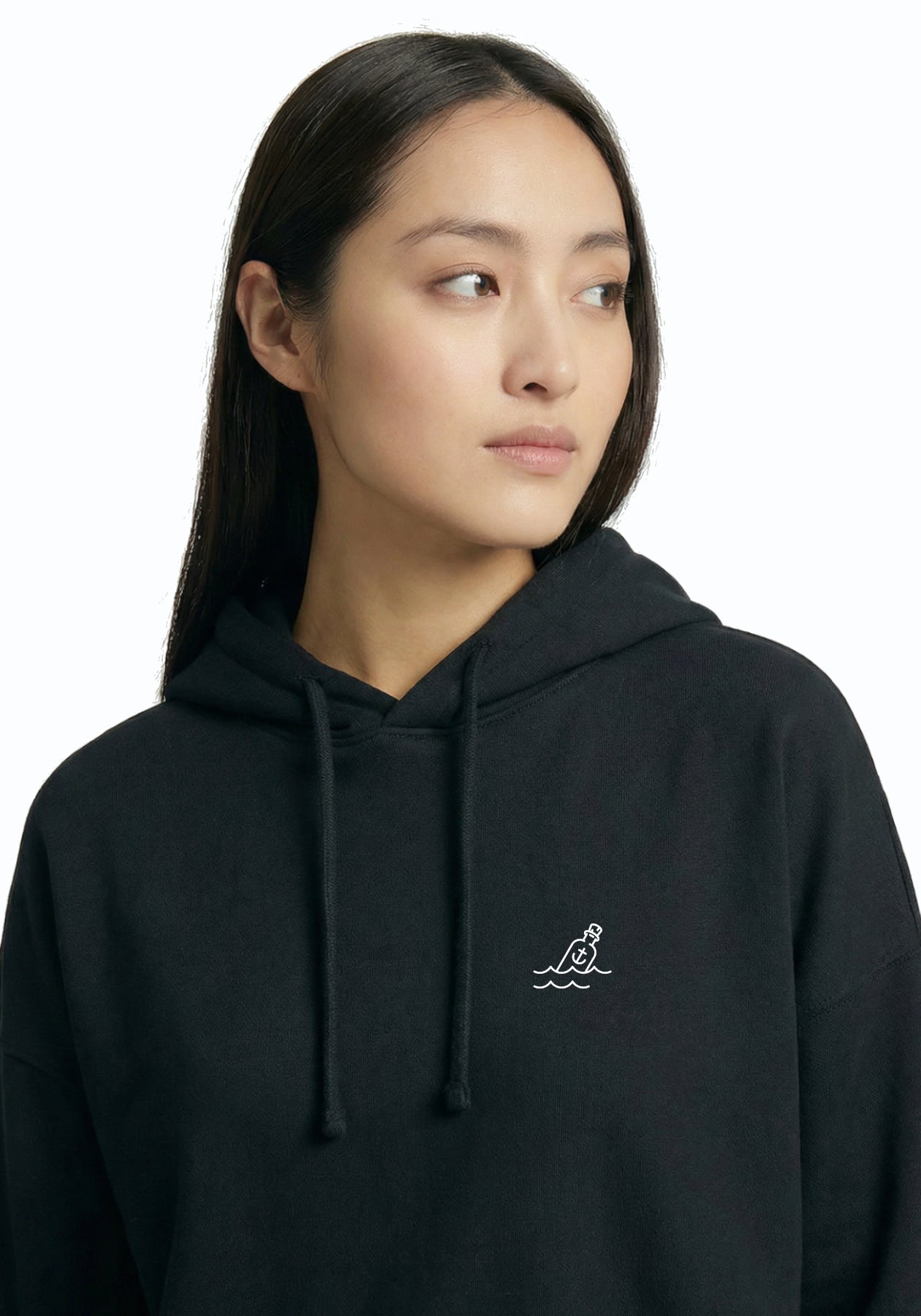 Hafendieb womens vegan Hoodie Mail In A Bottle Black