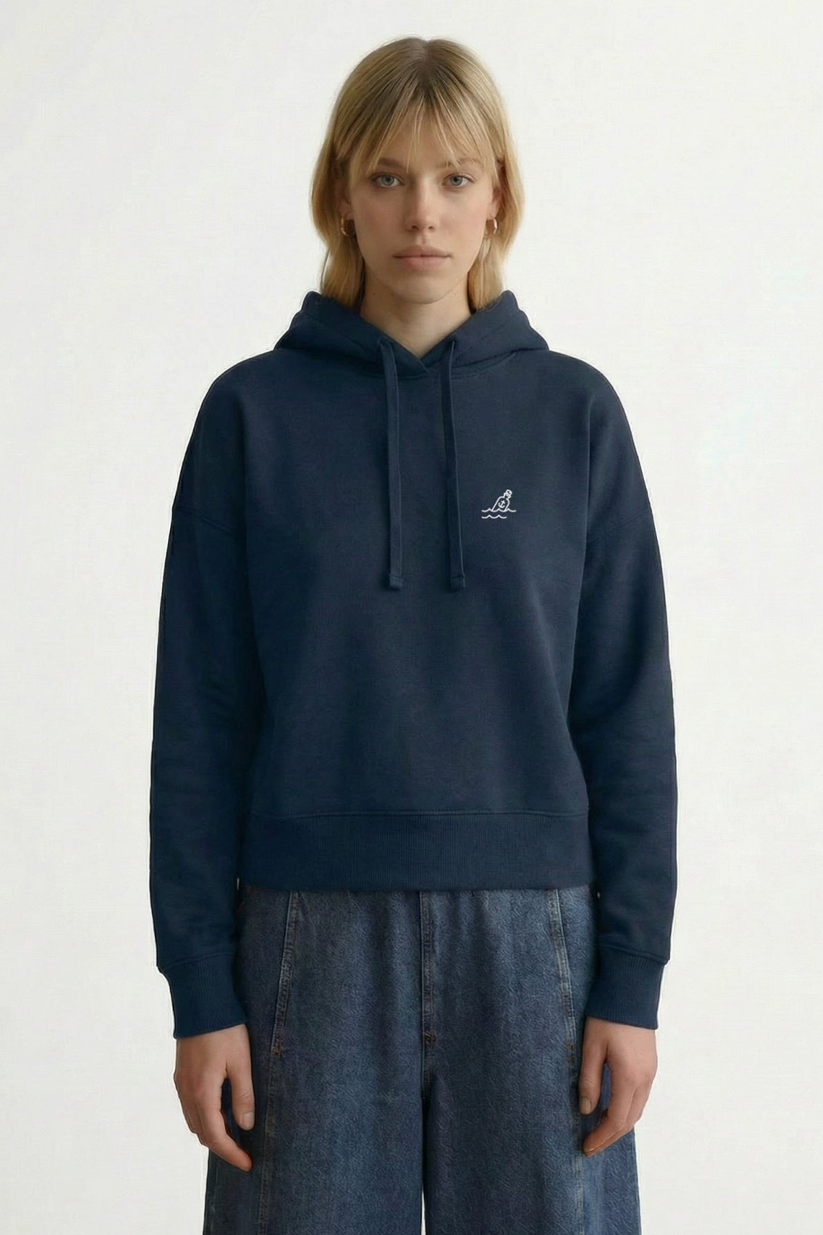 HAFENDIEB Damen vegan Hoodie Flaschenpost Navy