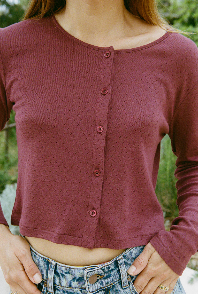 Nénés womens vegan Cardigan Timeless Plum