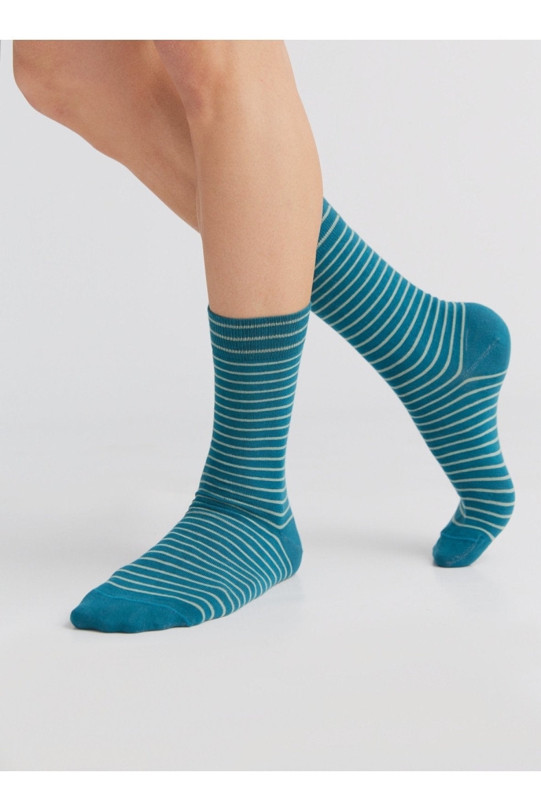 Albero Natur womens vegan Multipack 6x Socks With Longer Cuffs Petrol/Frost Green