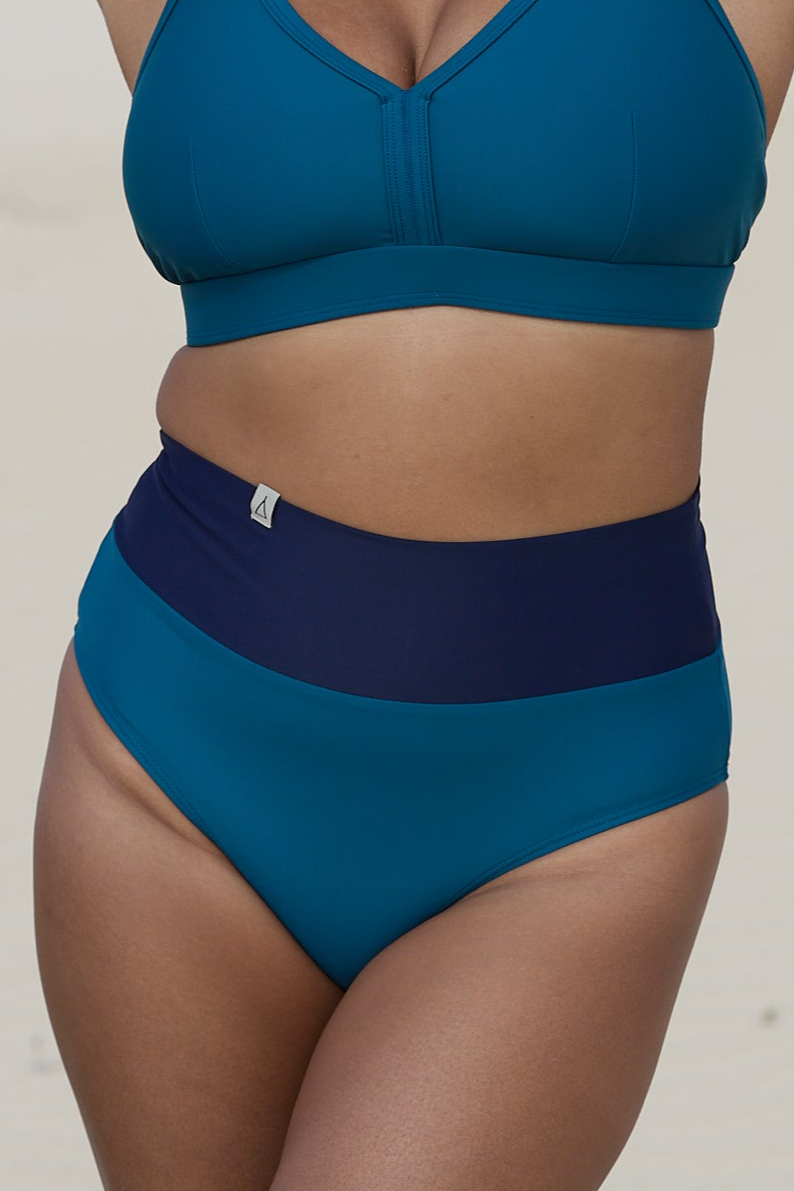 Inaska womens vegan Bikini Bottom Soft High Waist Feel Petrol/ Dark Blue