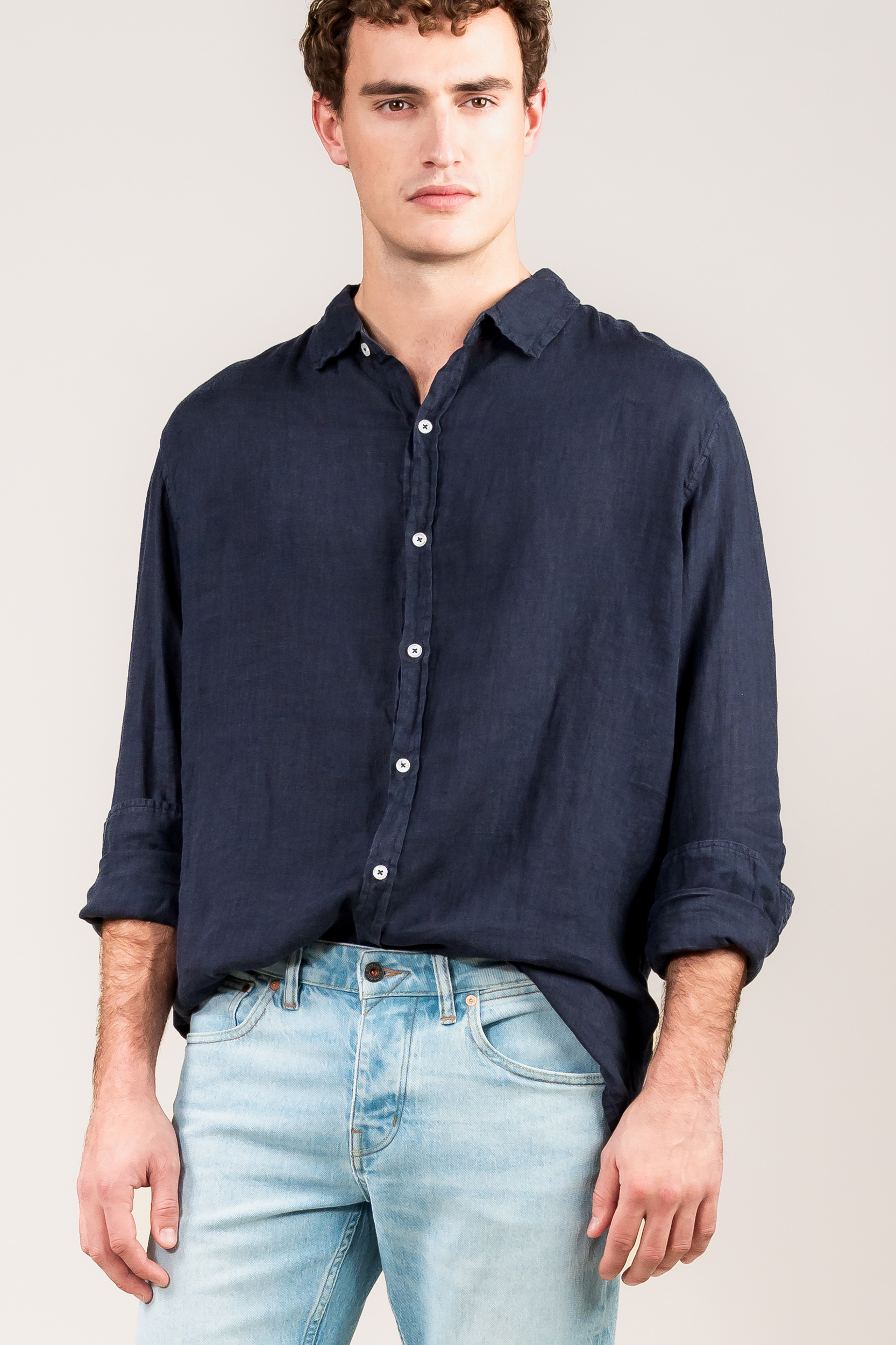 Kuyichi Herren vegan Hemd Milan Mitternachtsblau