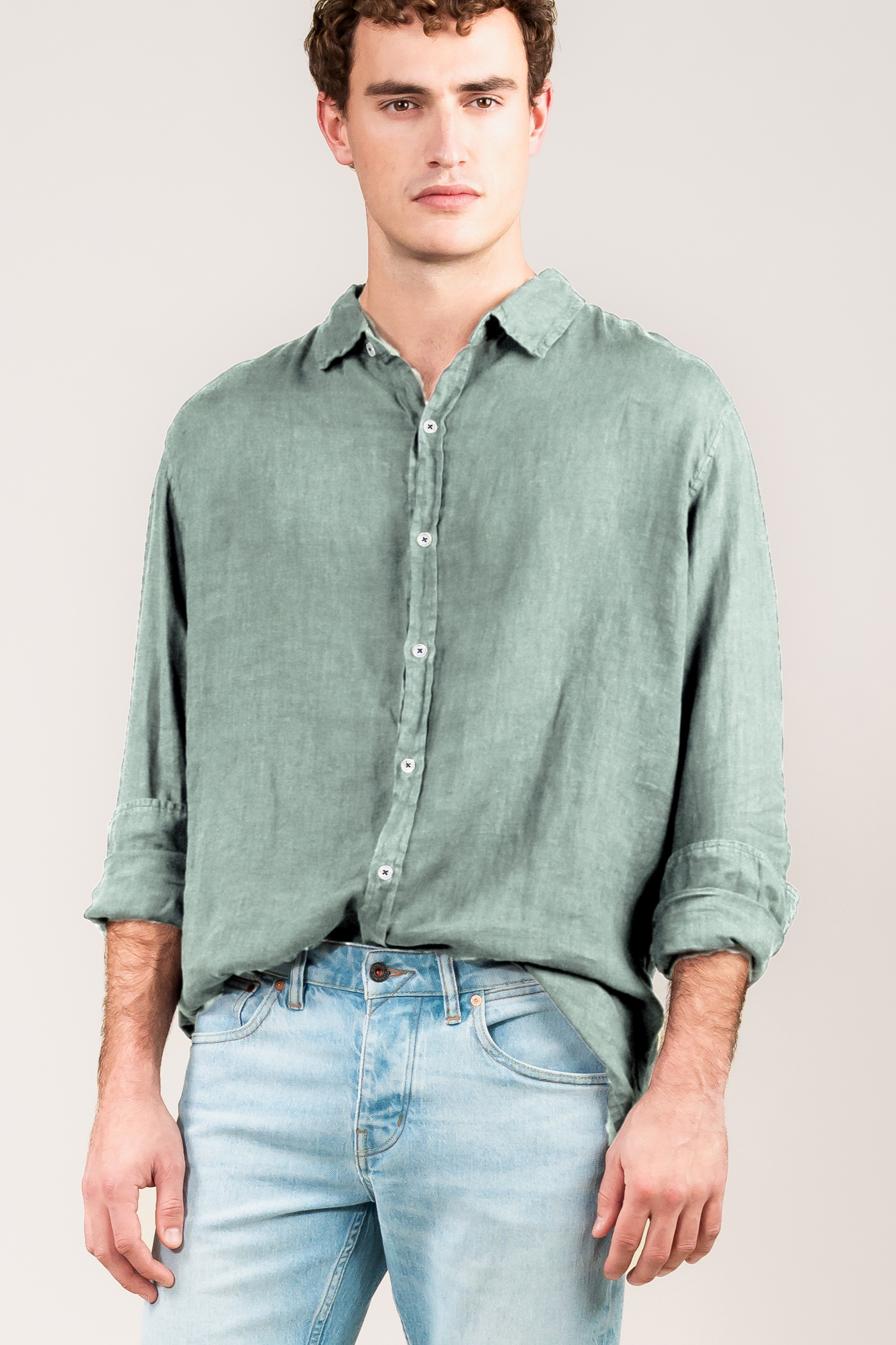 Kuyichi Herren vegan Hemd Milan Salbei