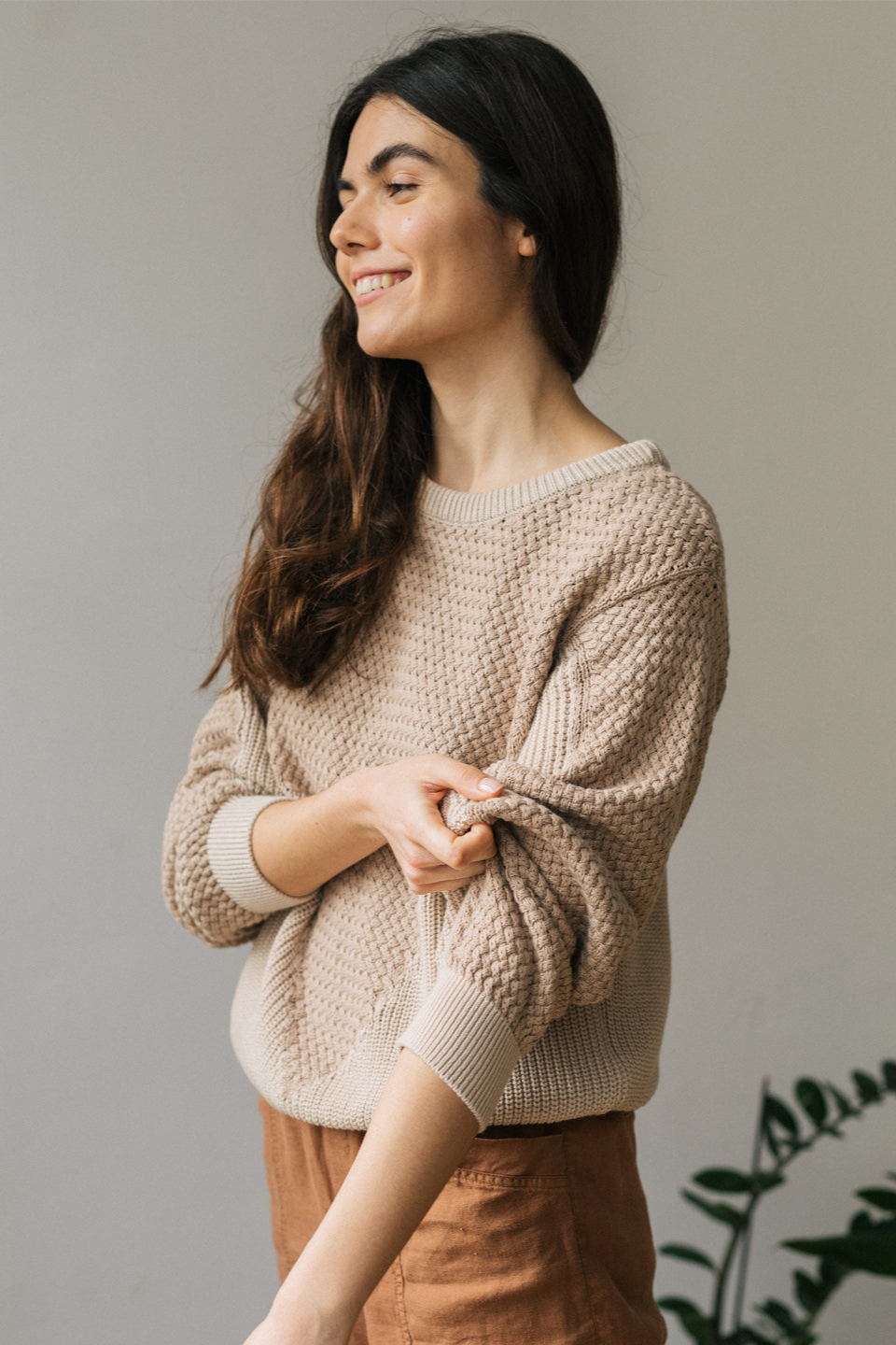 TWOTHIRDS Damen vegan Pullover Marshall Shell Beige