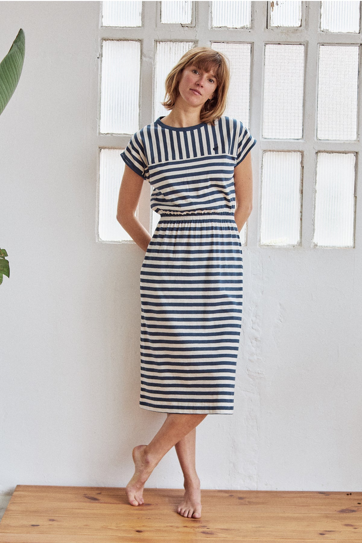 TWOTHIRDS womens vegan Dress Chirita Navy Stripes