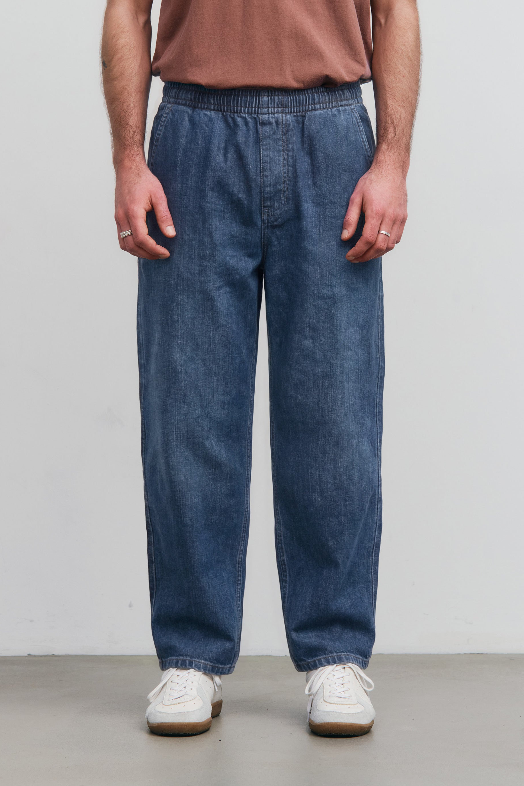 Rotholz Herren vegan Hose Denim Weit Blau