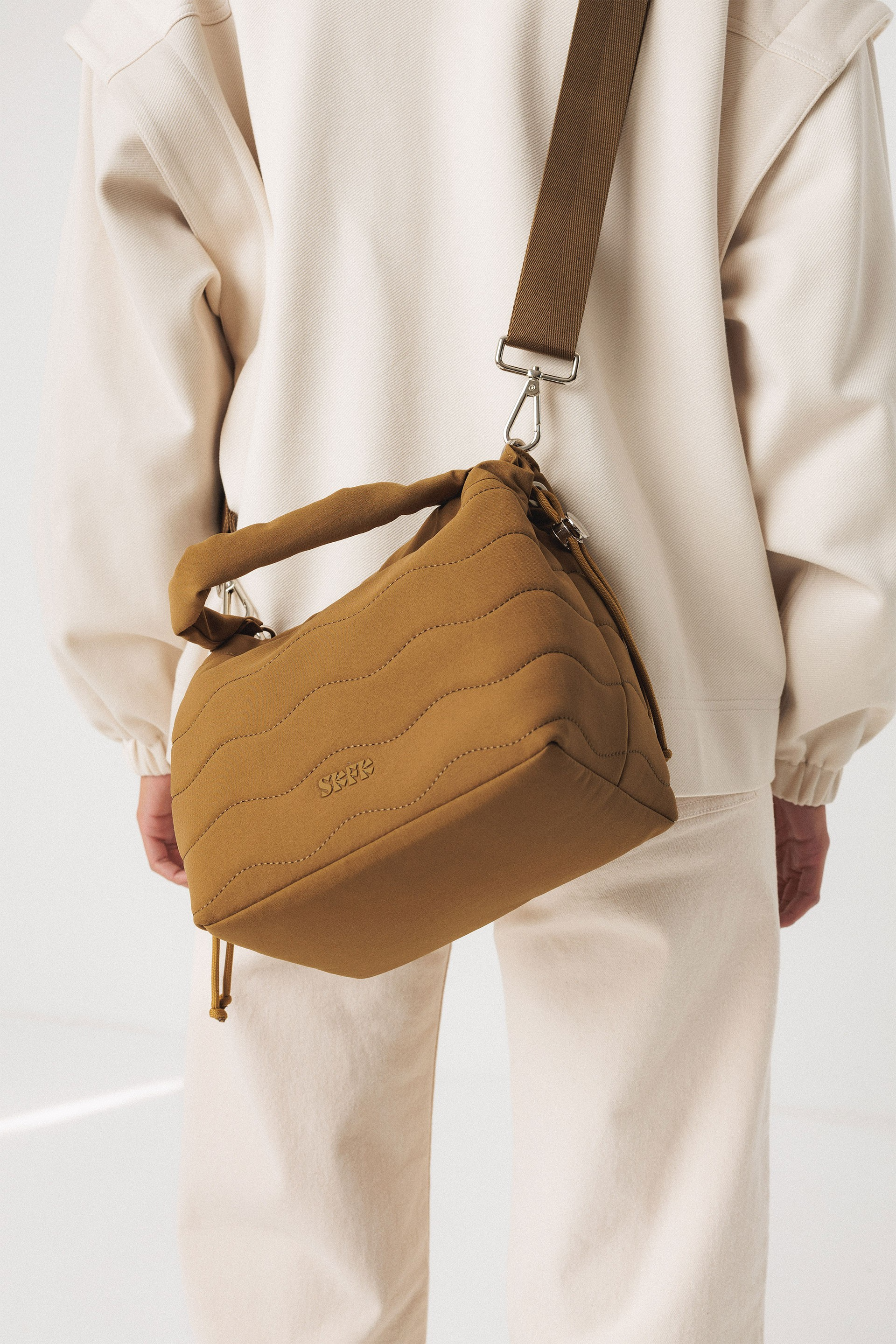 SKFK womens vegan Crossbody Bag Bell Brown