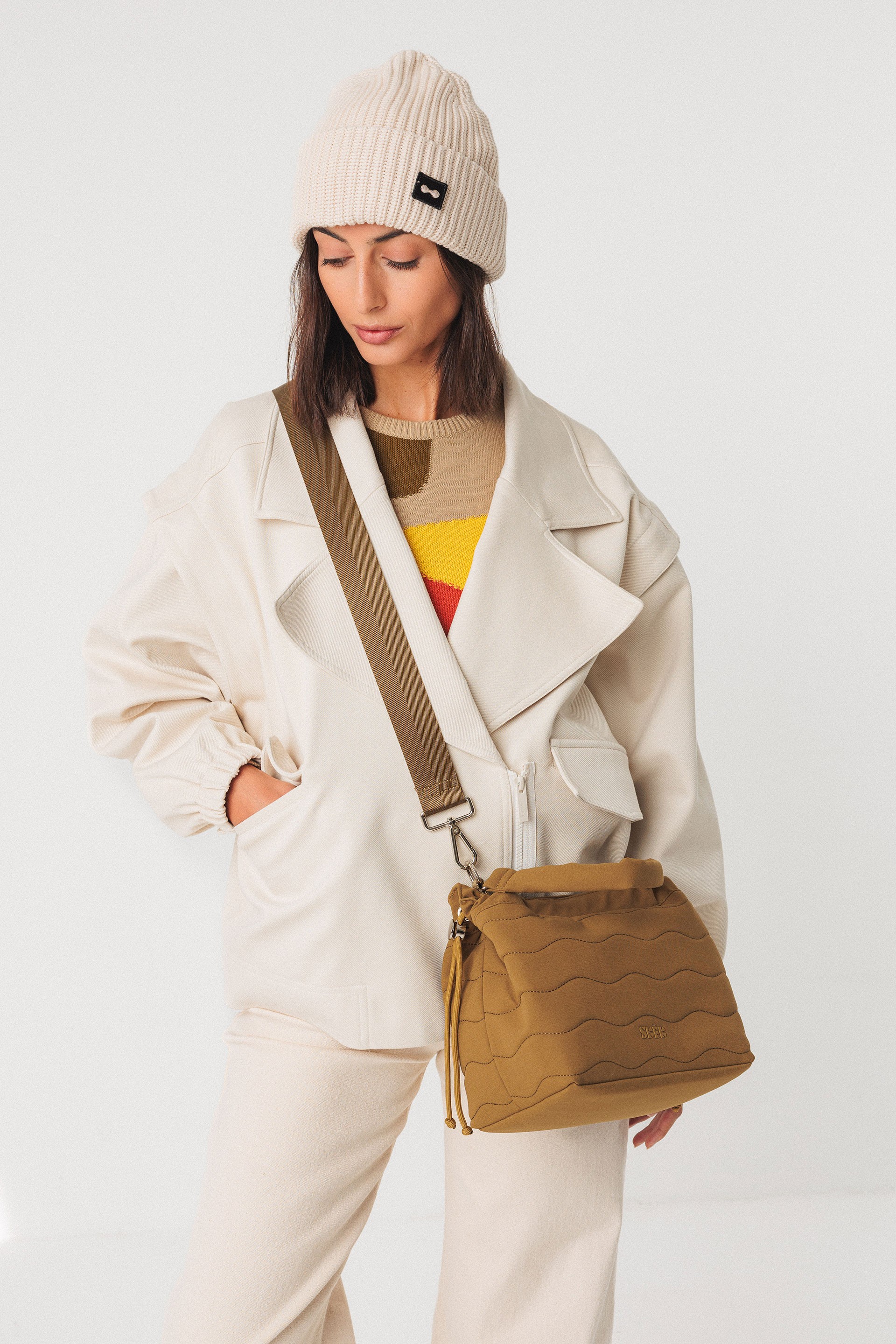 SKFK womens vegan Crossbody Bag Bell Brown