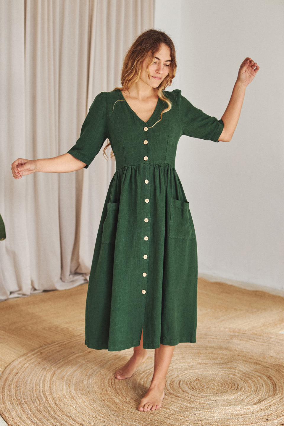 TWOTHIRDS Damen vegan Kleid Owey Waldgr&Atilde;&frac14;n