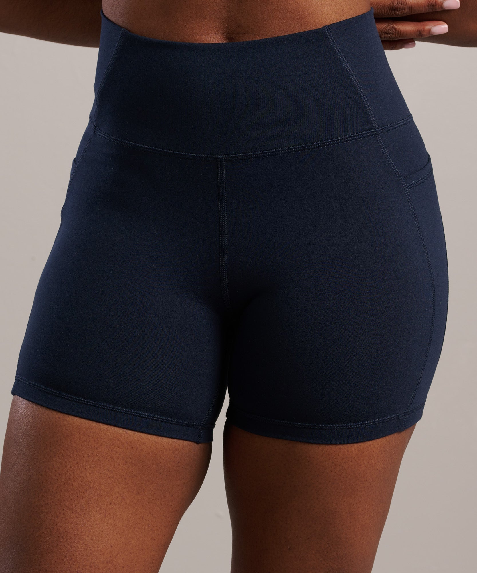 SEAAV womens vegan Shorts Biker 5" With Pockets Midnight Blue