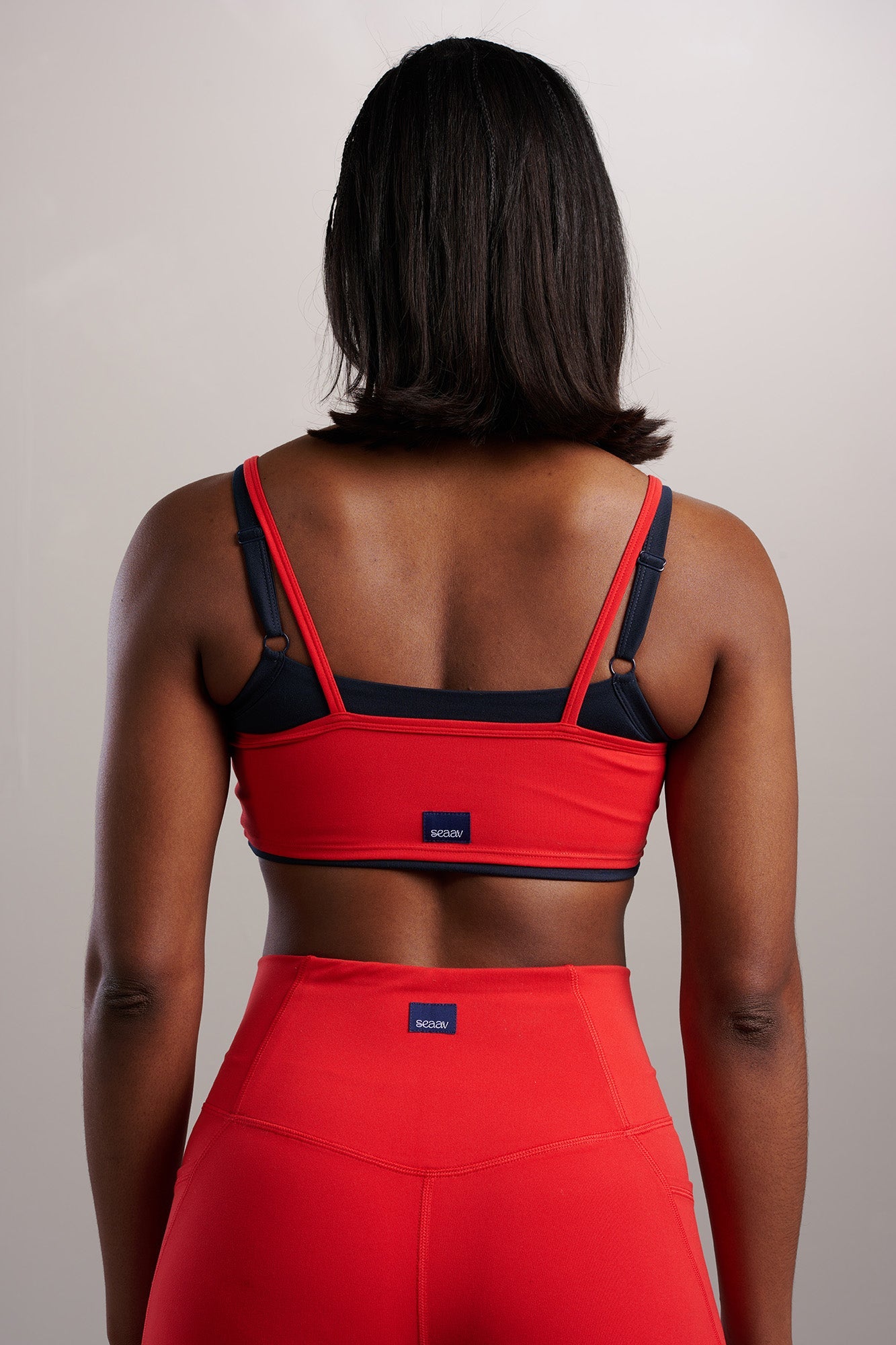 SEAAV womens vegan Sports Bra Liftline Layered Red