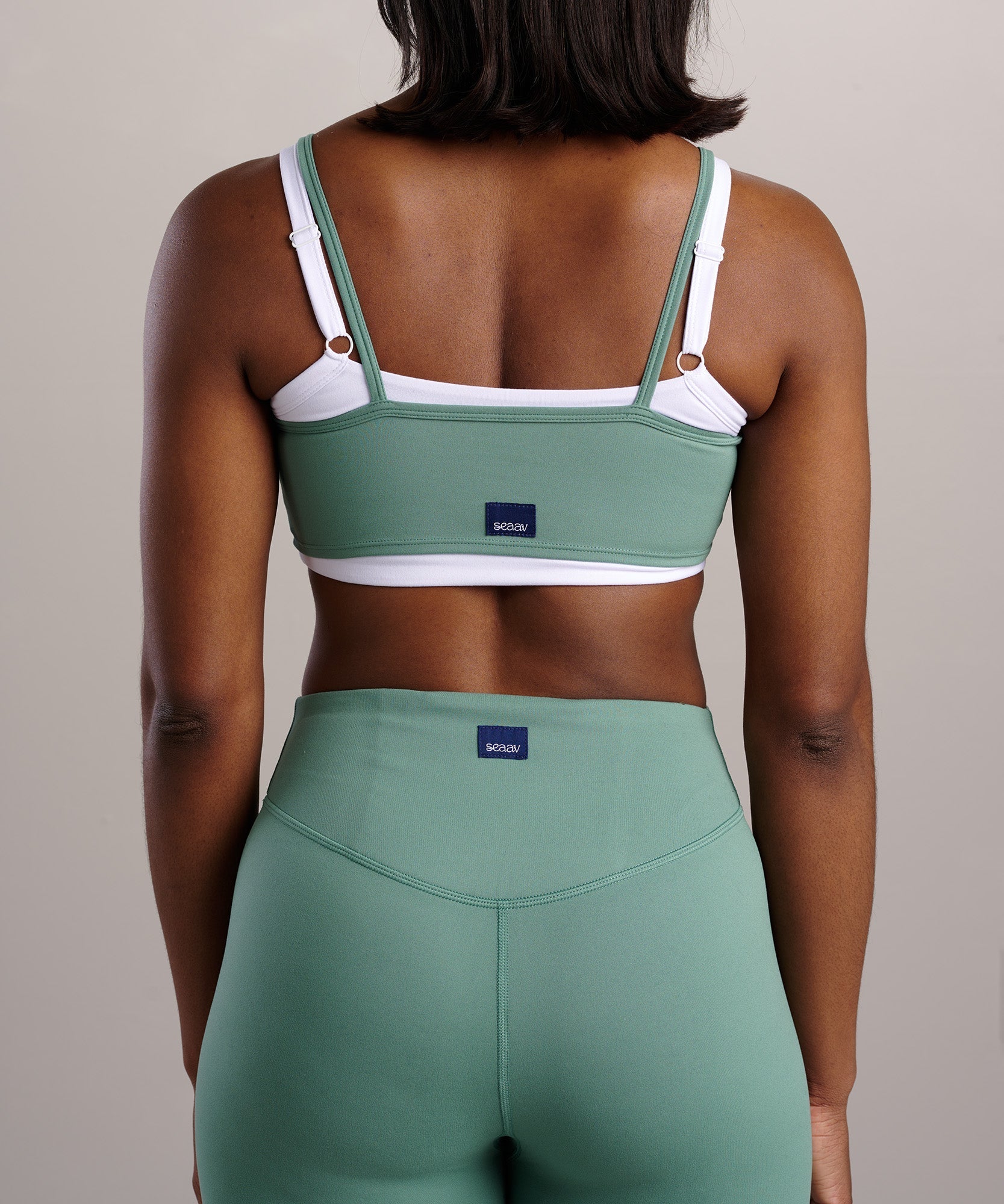 SEAAV womens vegan Sports Bra Liftline Layered Boston Green