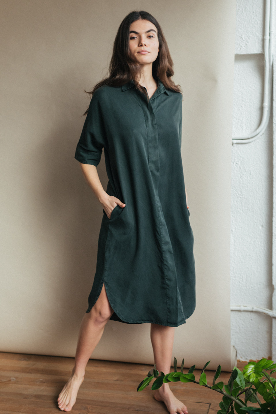 TWOTHIRDS womens vegan Dress Apipé Deep Green