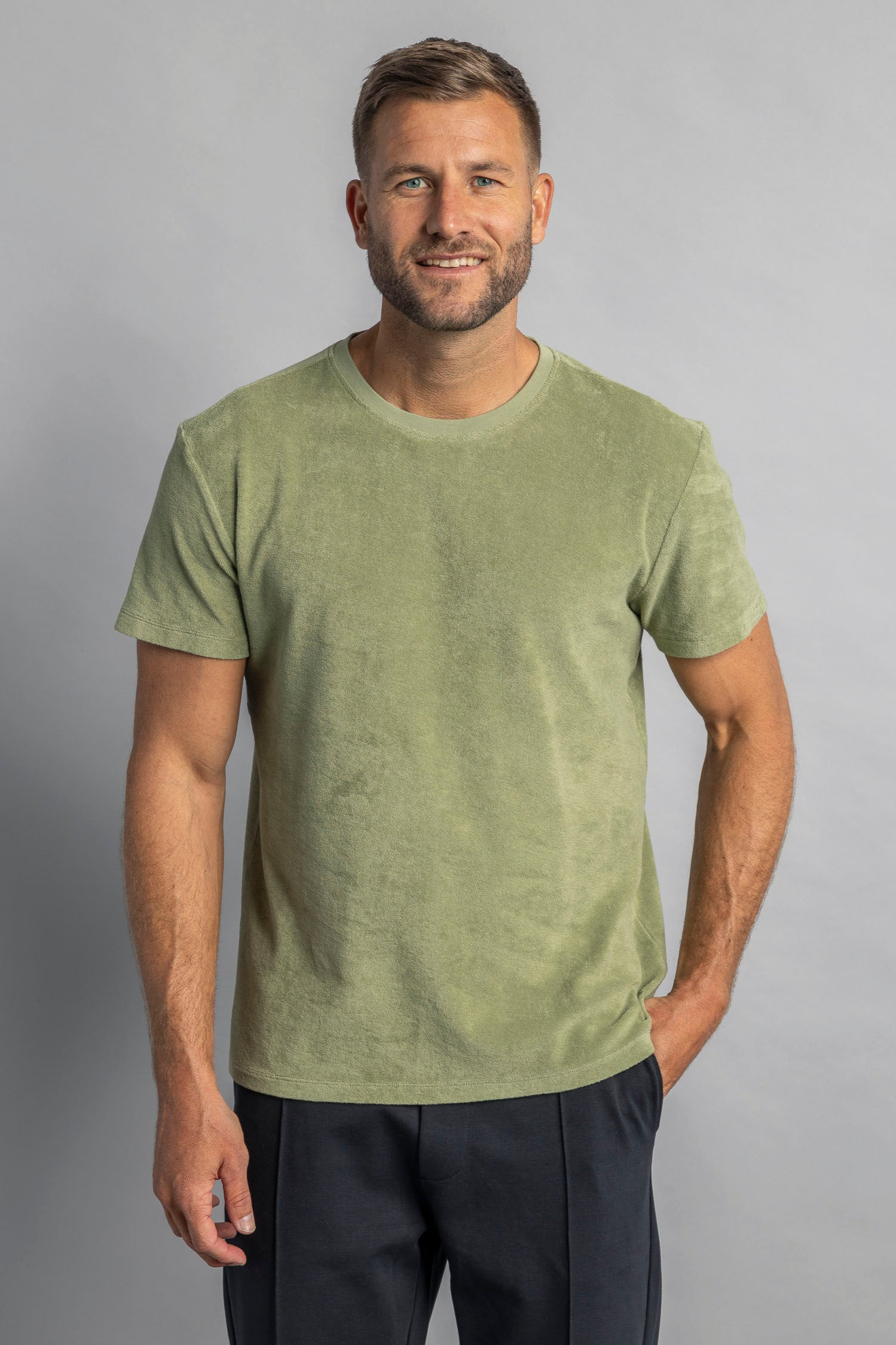 DIRTS Herren vegan T-Shirt Terry Salbei Gr&Atilde;&frac14;n
