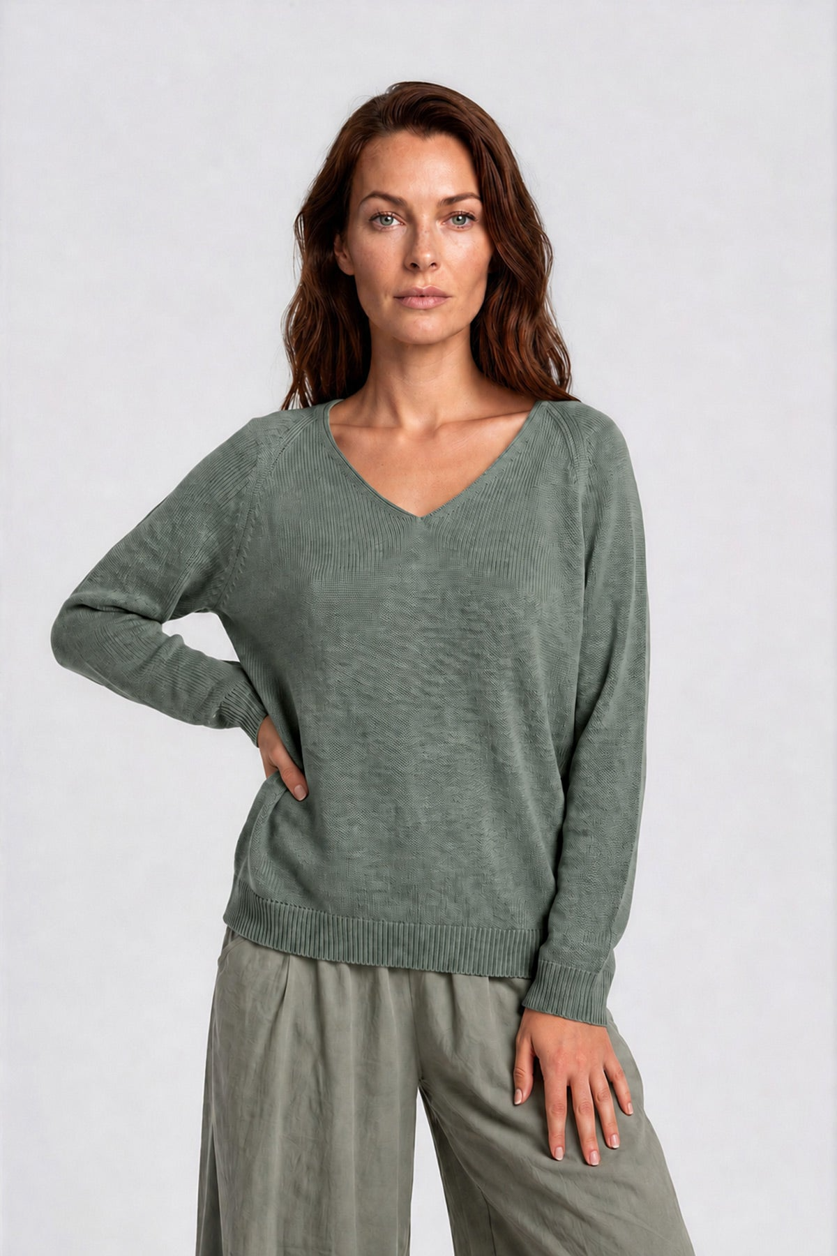 RAVENS VIEW IBIZA Damen vegan Pullover Lana Knit Olivgr&Atilde;&frac14;n