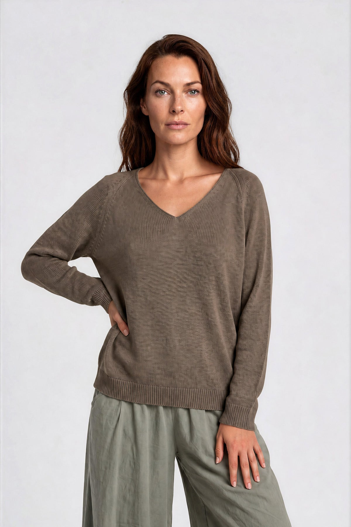 RAVENS VIEW IBIZA Damen vegan Pullover Lana Knit Bison Braun