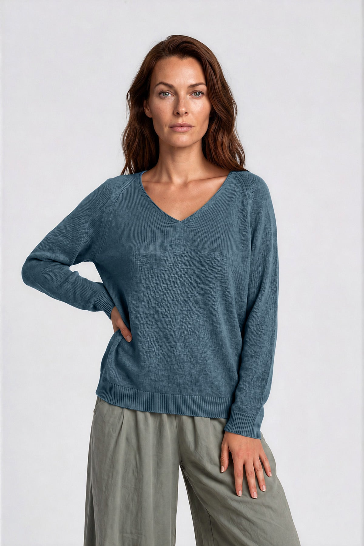 RAVENS VIEW IBIZA Damen vegan Pullover Lana Knit Ocean Blue