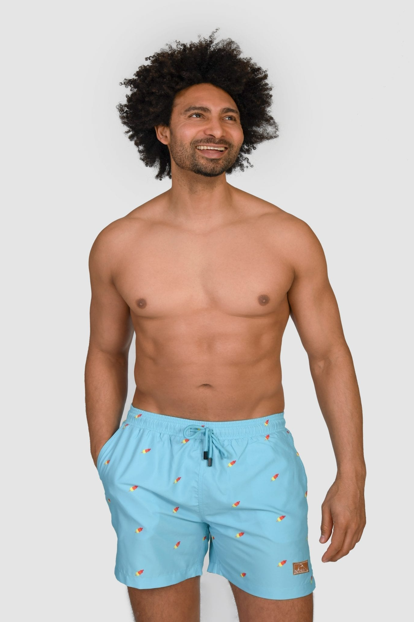 Narwal men vegan Swim Shorts With Print Icelolly Blue