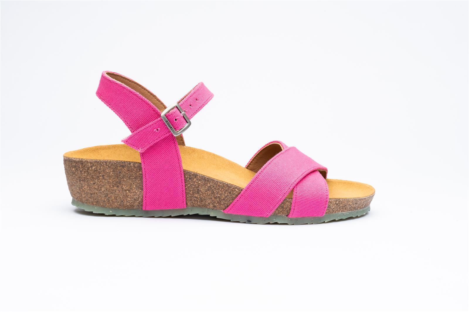 Zouri womens vegan Sandals Nature Fuchsia