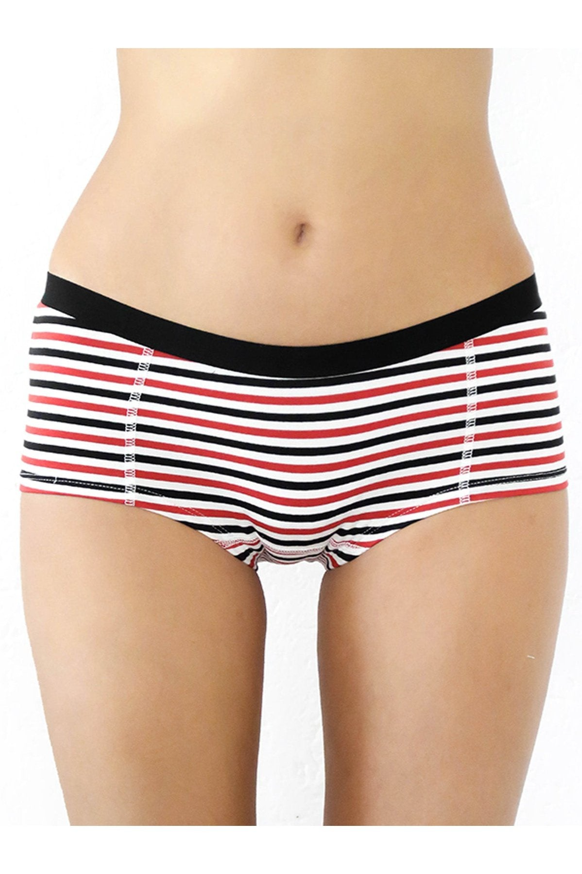 Albero Natur Damen vegan Multipack 4x Briefs Boyshorts Weiß/ Rot/ Schwarz