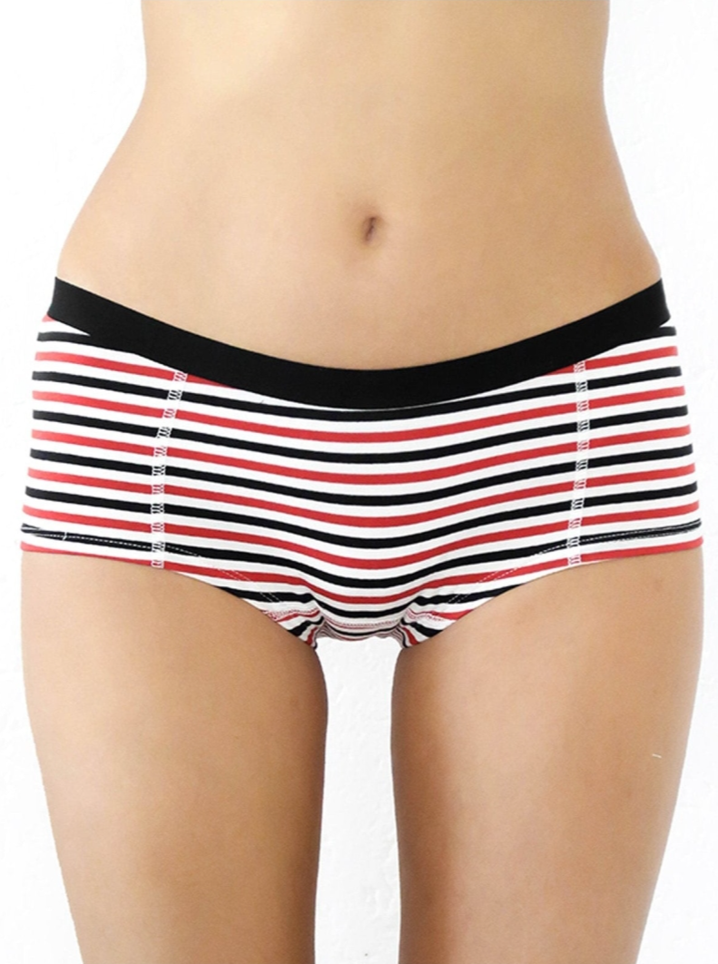 Image of Albero Natur dames vegan Multipack Van 6 Slips/Boyshorts In Wit/Rood/Zwart