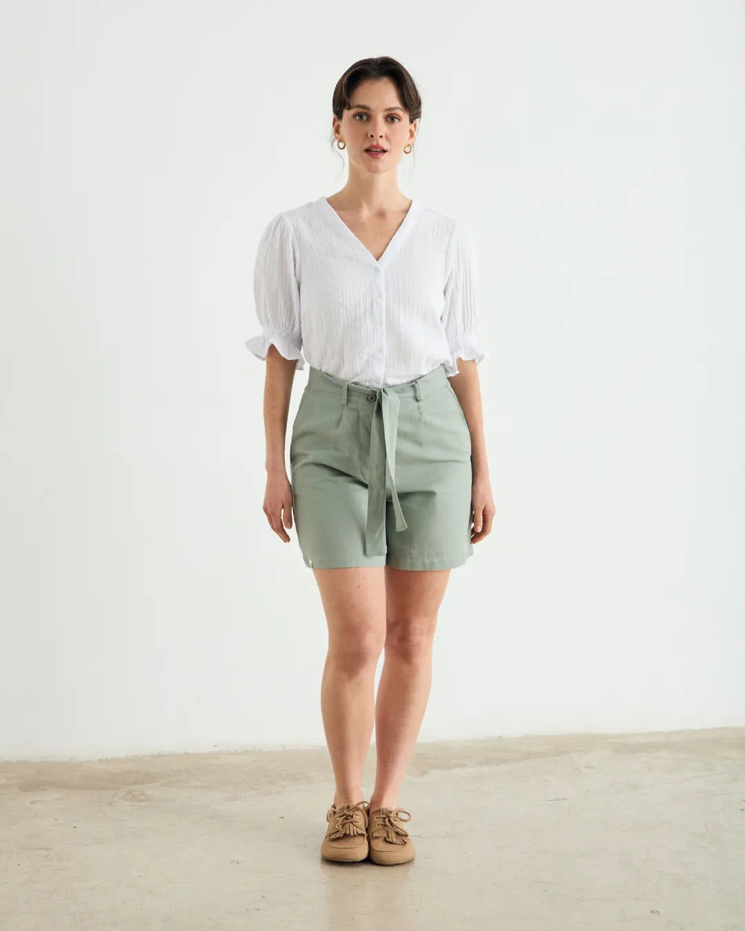 Clotsy womens vegan Shorts Bermuda Cala Green