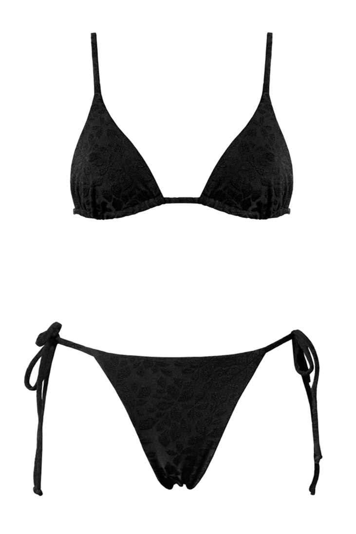 Anekdot Damen vegan Bikini Set Olbia Triangle Schwarz Floral Jacquard