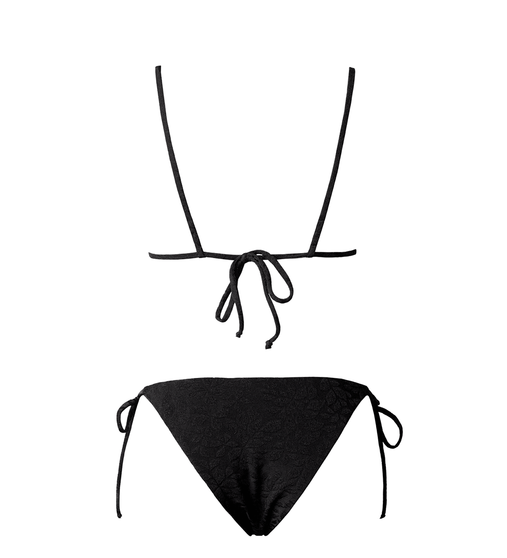 Anekdot womens vegan Bikini Set Olbia Triangle Black Floral Jacquard