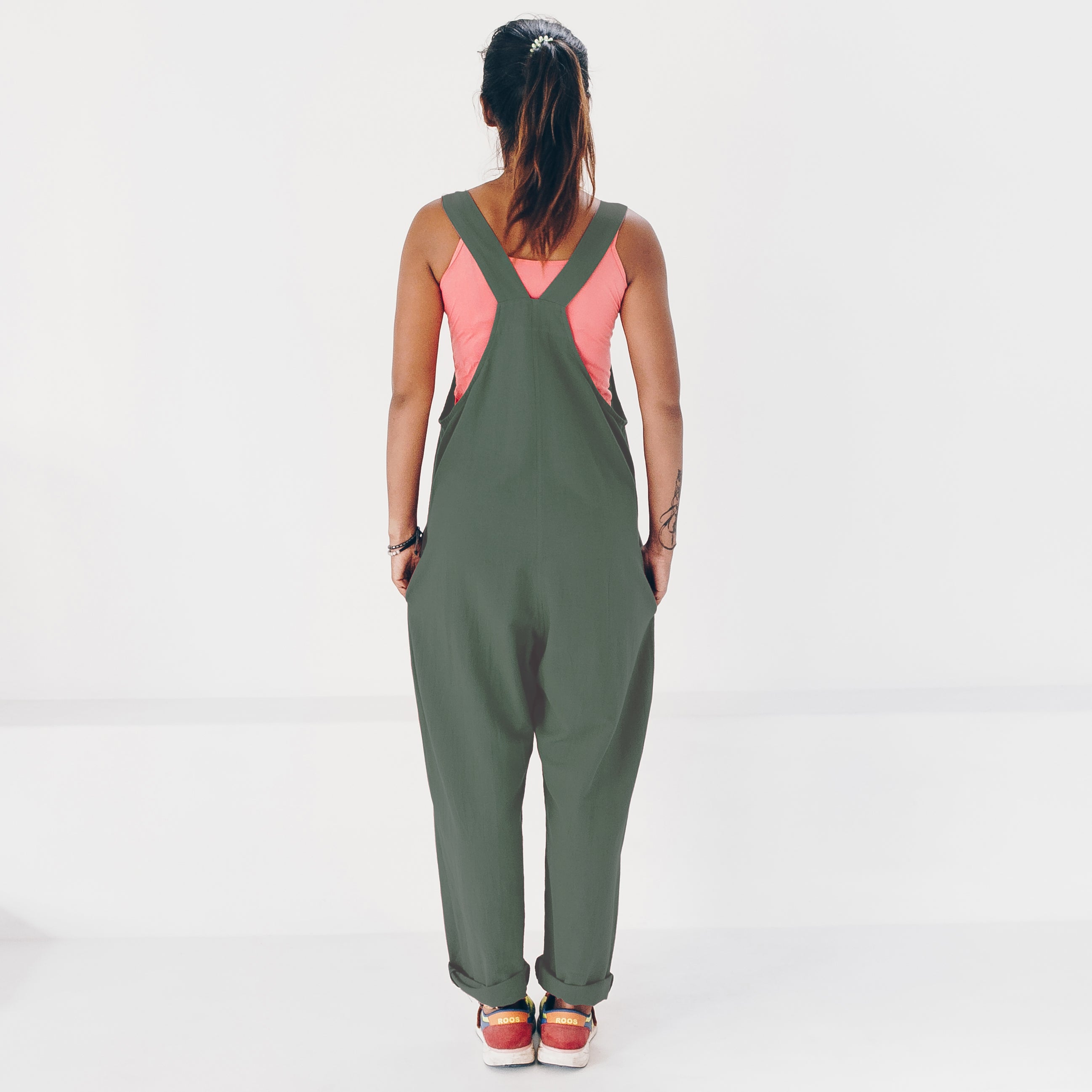 The Driftwood Tales womens vegan Jumpsuit Emerald Green