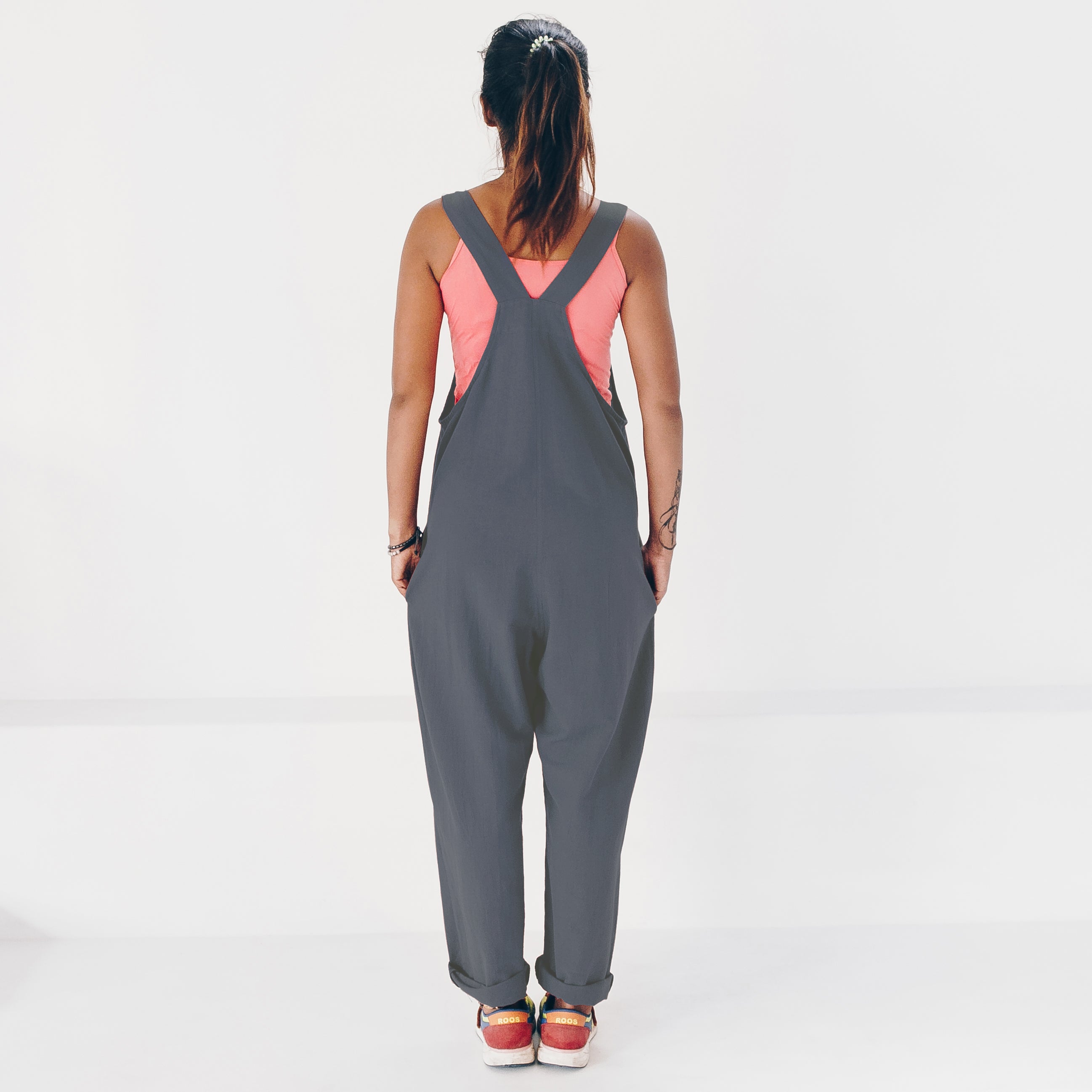 The Driftwood Tales womens vegan Jumpsuit Charcoal Blue