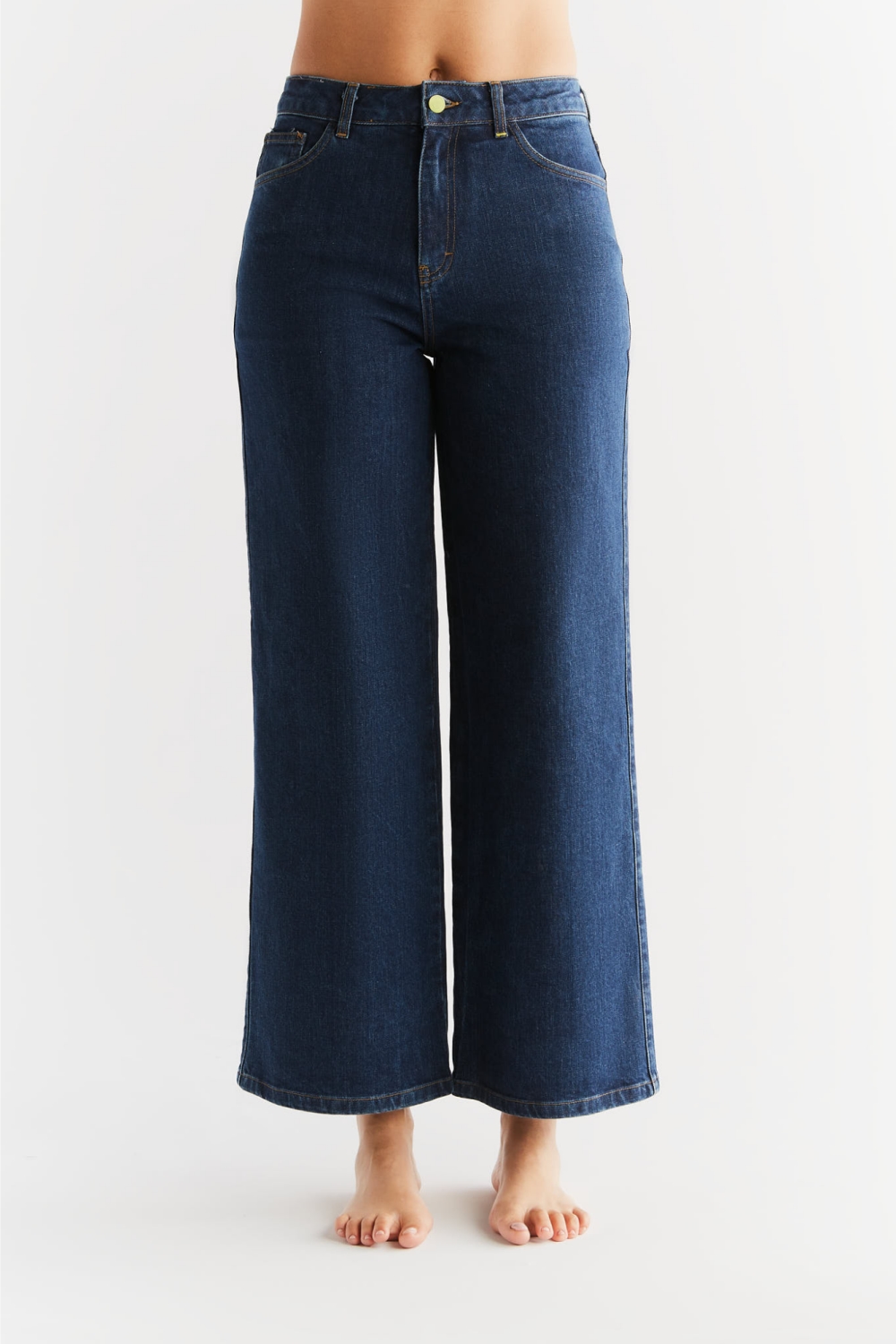 Evermind Damen vegan Jeans Weites Bein Lapis Blau