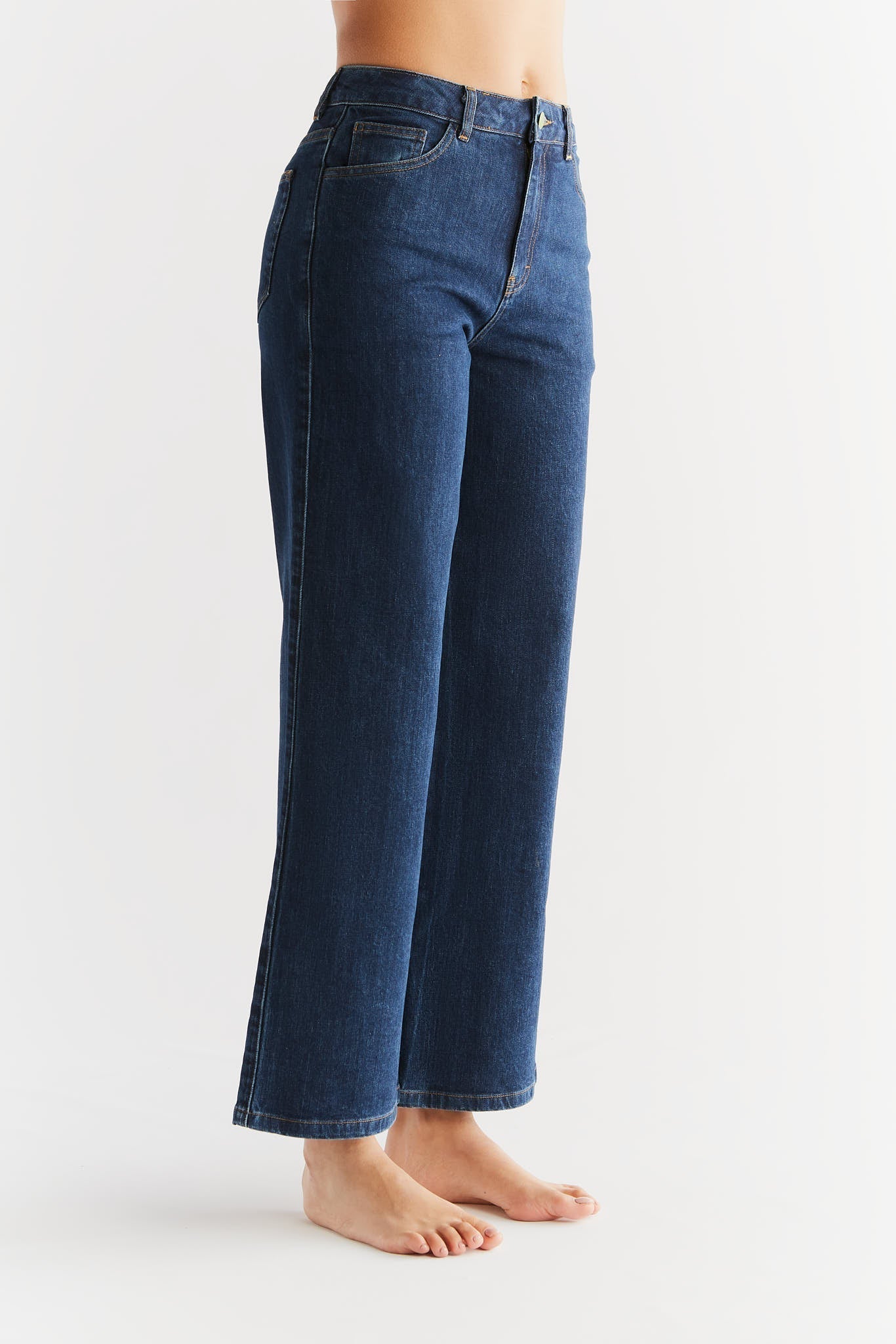 Evermind womens vegan Jeans Wide Leg Lapis Blue