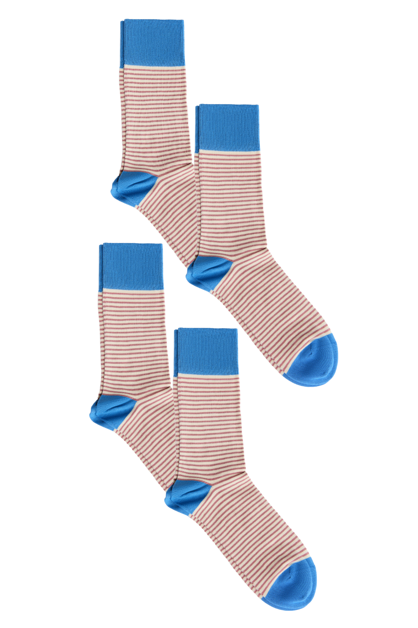 Albero Natur womens vegan Multipack 4x Socks With Longer Cuff Aquamarine/ Rose/ Natural