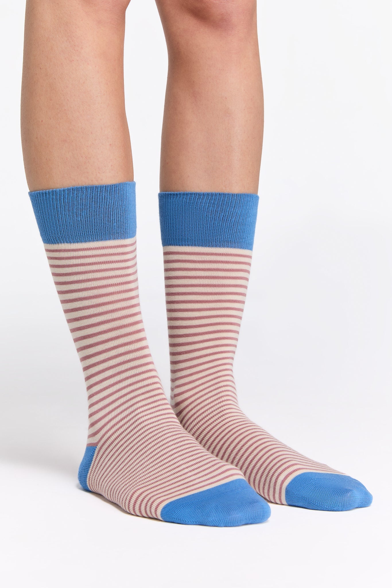 Albero Natur womens vegan Multipack 4x Socks With Longer Cuff Aquamarine/ Rose/ Natural