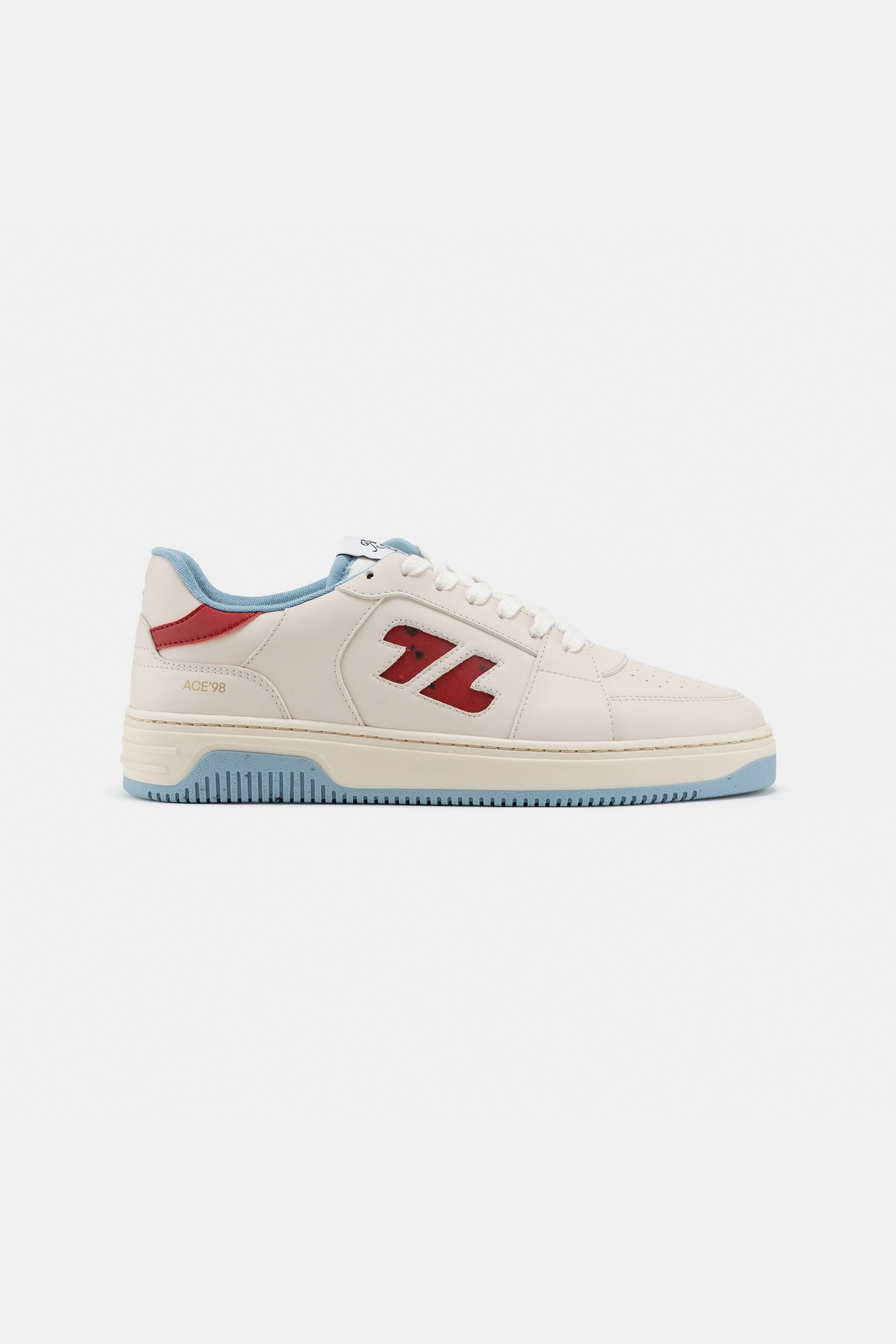 Z&Atilde;&uml;ta Herren vegan Sneaker Ace 98 Hellblau/ Rot