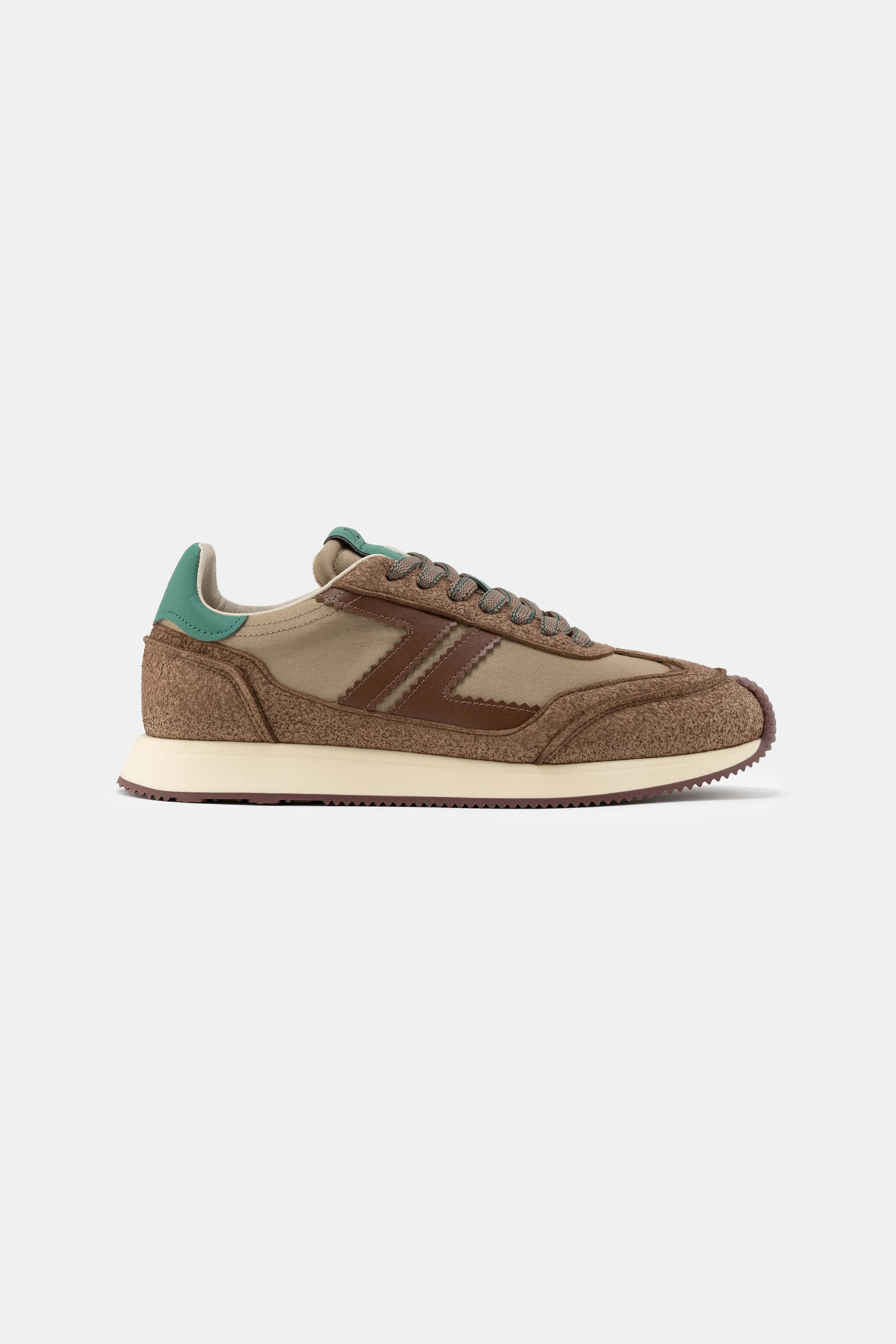 Z&Atilde;&uml;ta Herren vegan Sneaker Omega Mokkabraun/ Gr&Atilde;&frac14;n