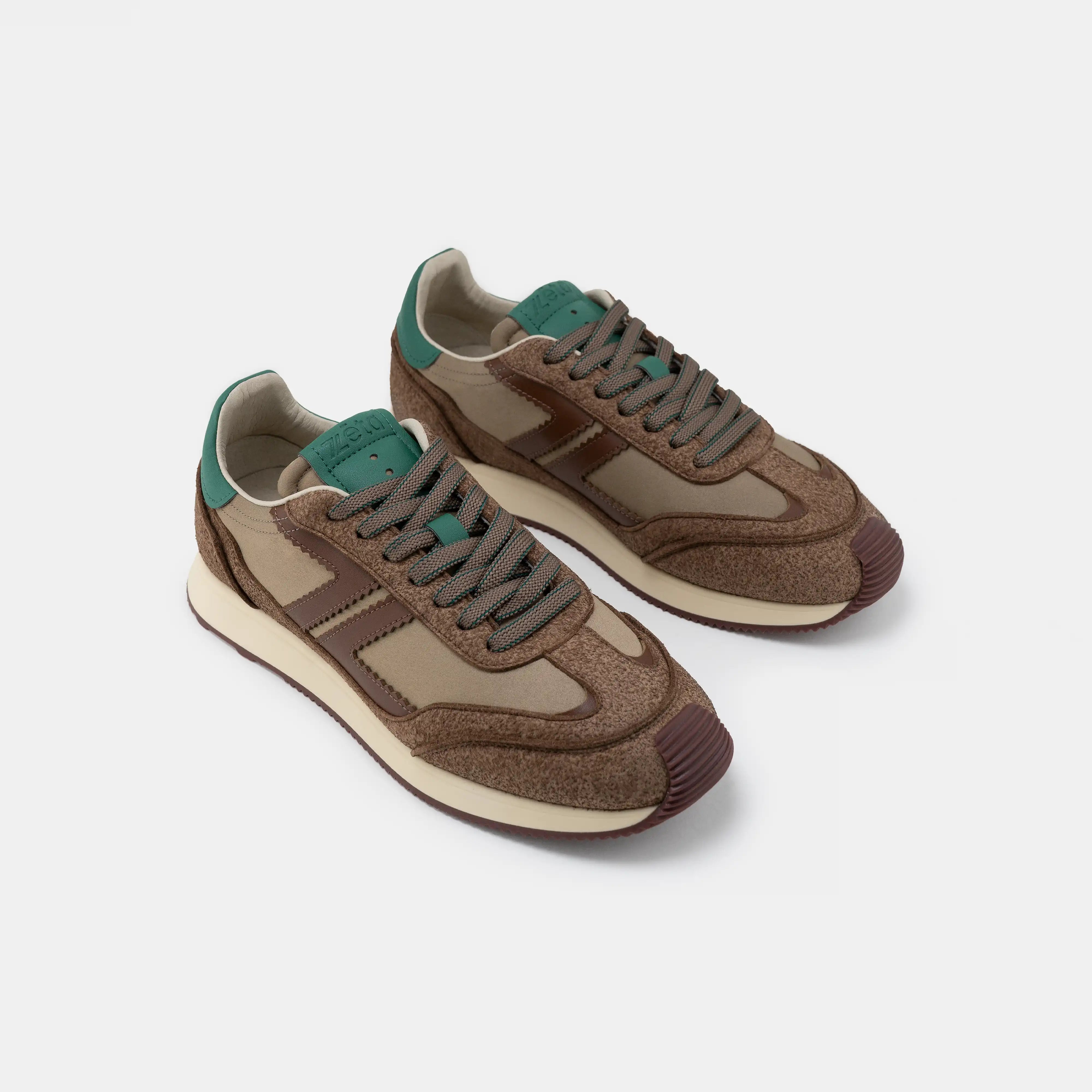 Zèta men vegan Sneakers Omega Mocha Brown/ Green