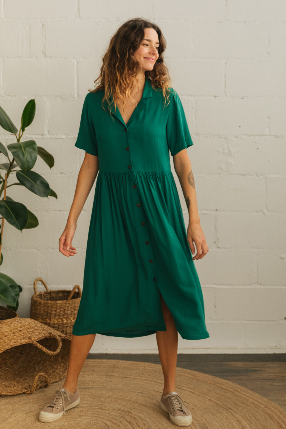 TWOTHIRDS Damen vegan Kleid Saint Helena Evergreen