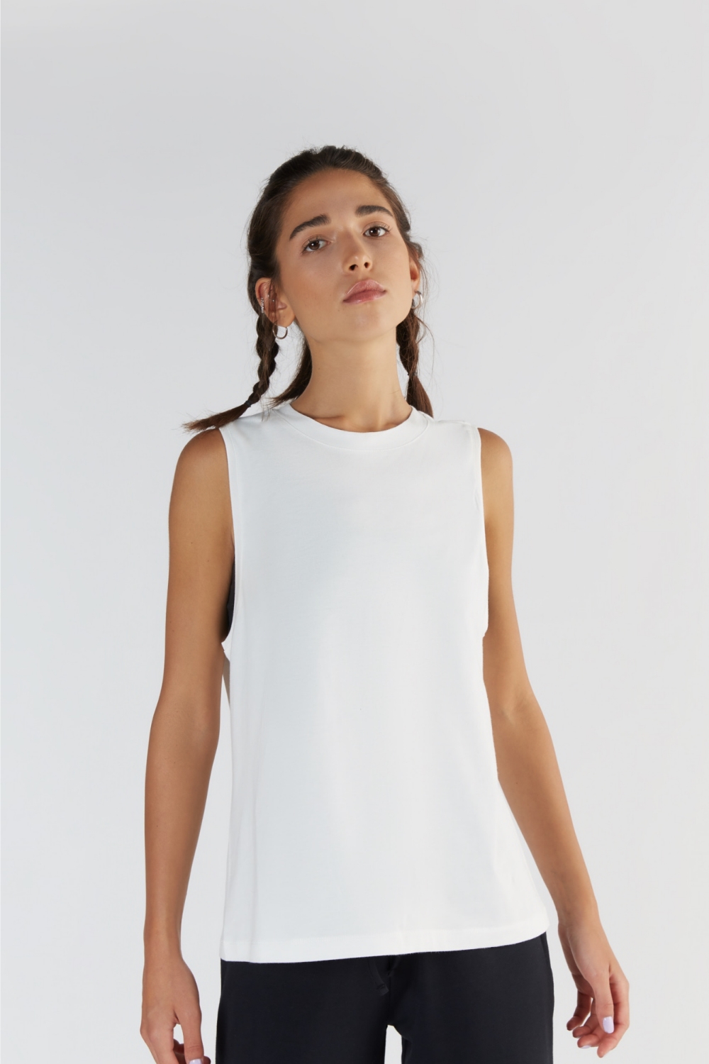 True North womens vegan Top Tencel Modal High Neck White