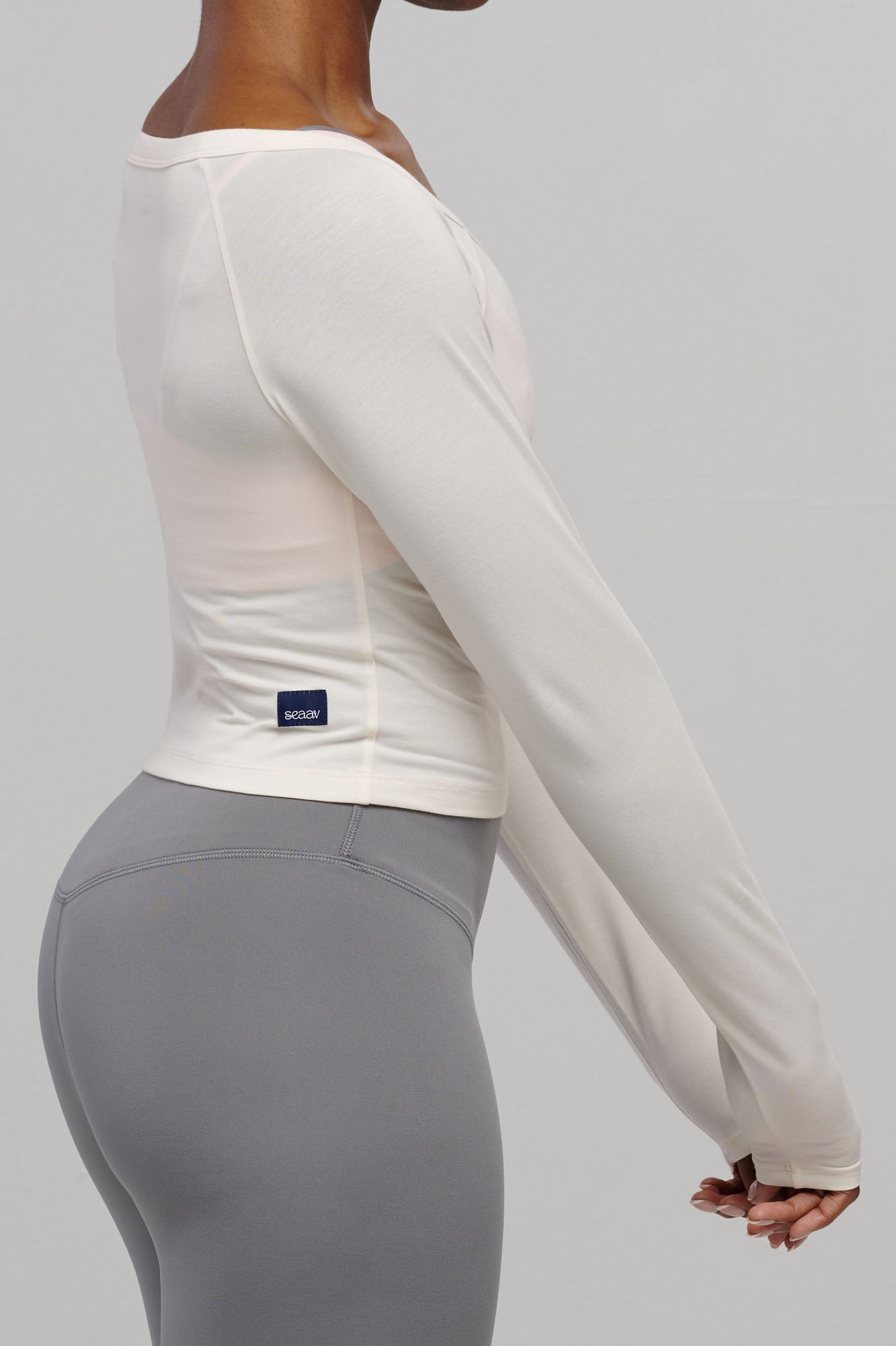 SEAAV womens vegan Top Boatneck Satin Linen White