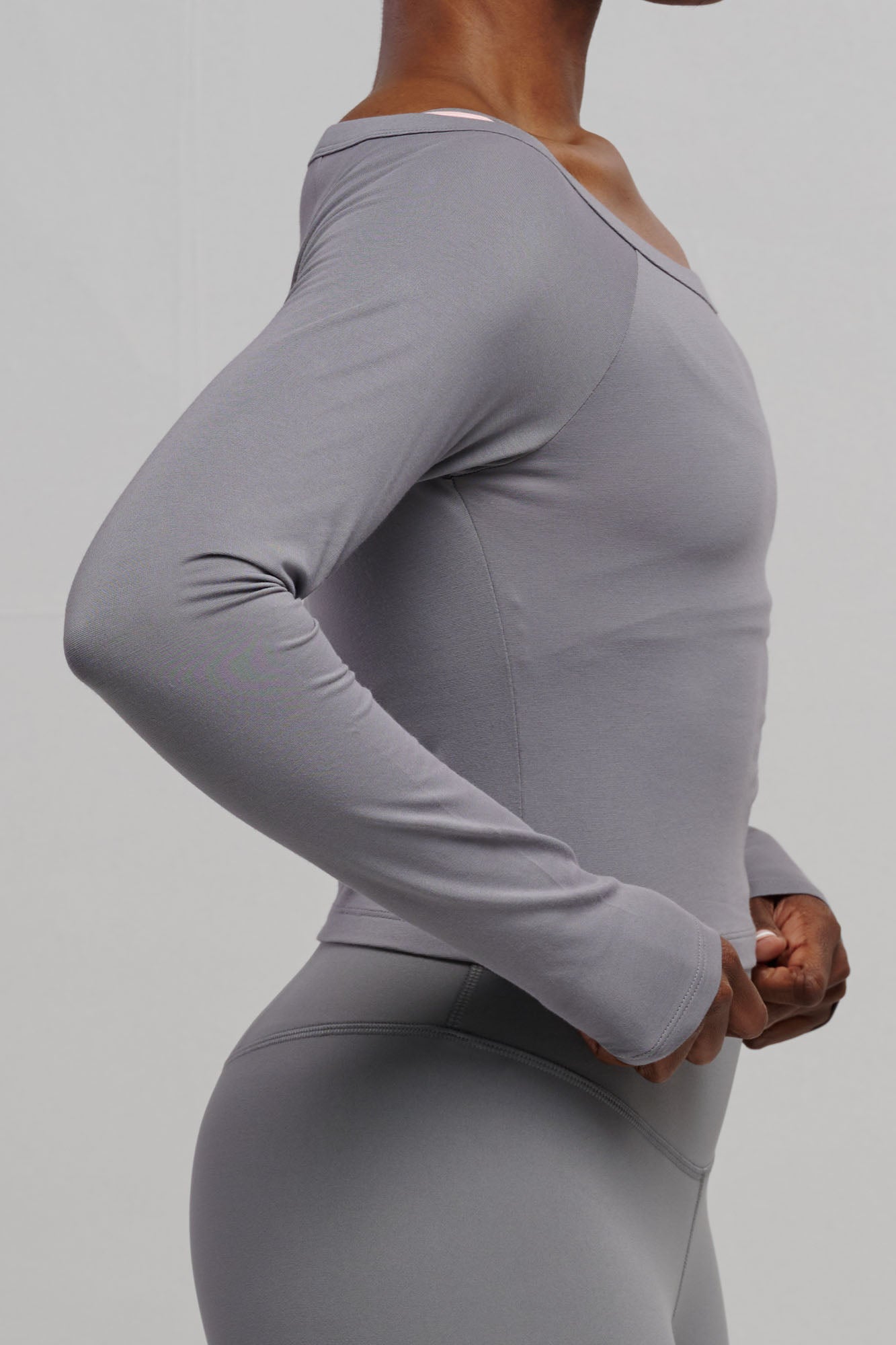 SEAAV womens vegan Top Boatneck Storm Grey