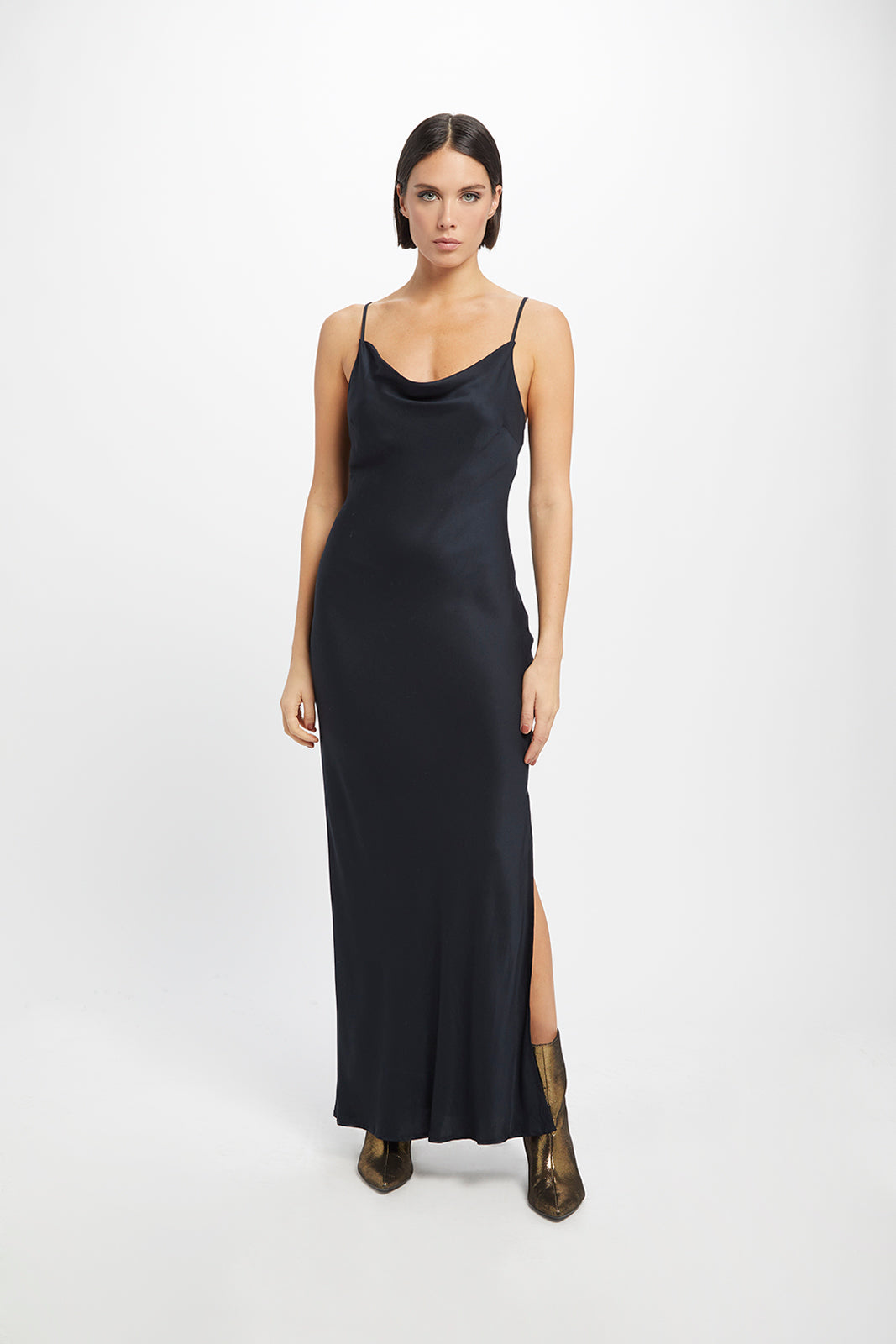 Neu Nomads womens vegan Dress Cowl Neck Gown Black