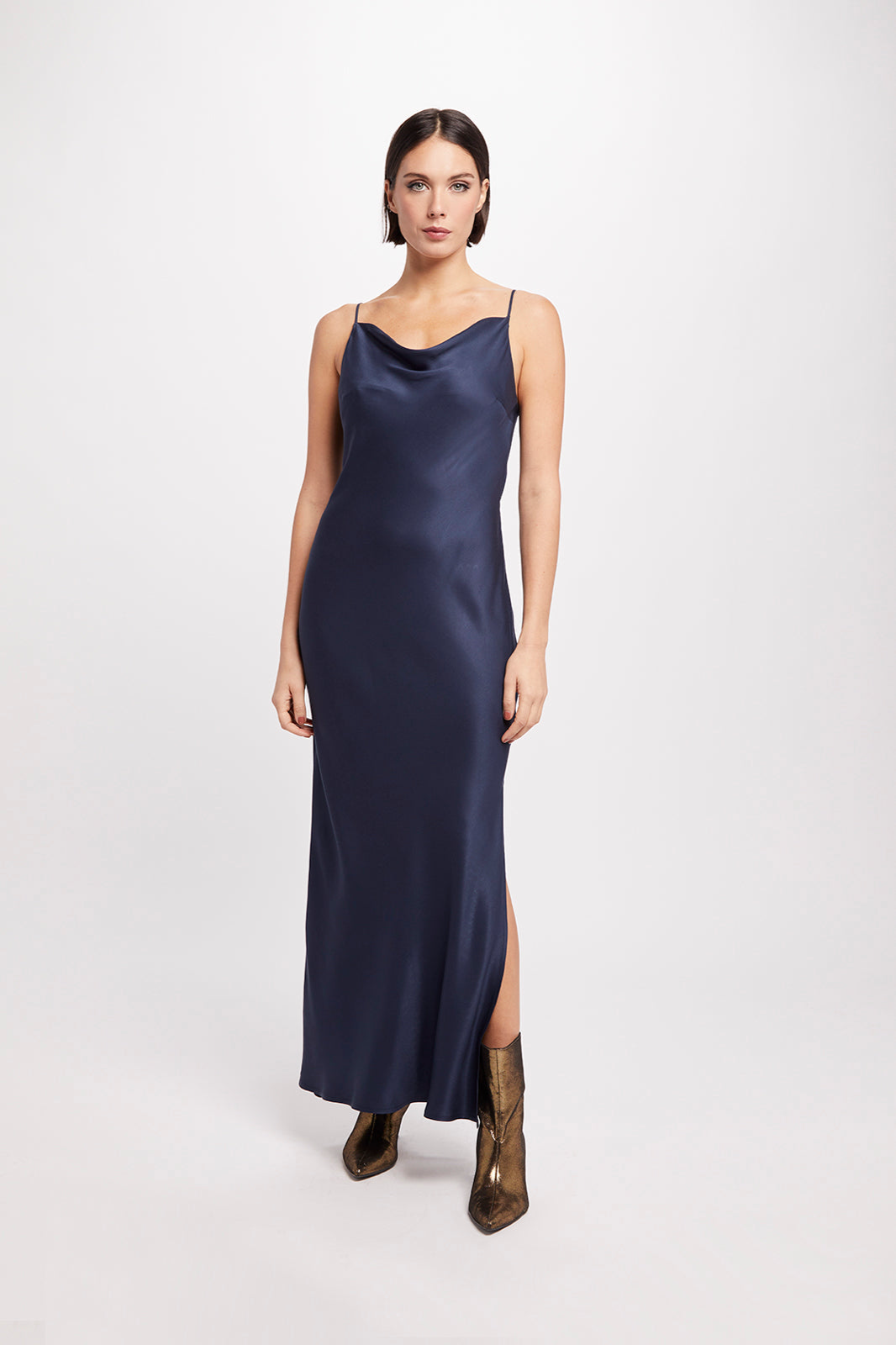 Neu Nomads Damen vegan Kleid Cowl Neck Gown Midnight