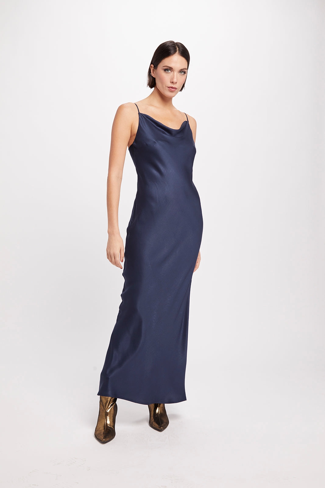 Neu Nomads womens vegan Dress Cowl Neck Gown Midnight