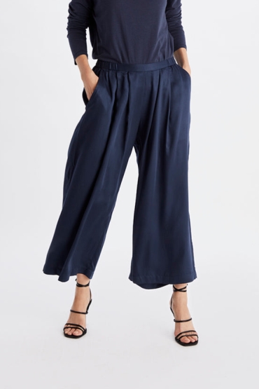 Neu Nomads Damen vegan Hose Cropped Palazzo Mitternachtsblau